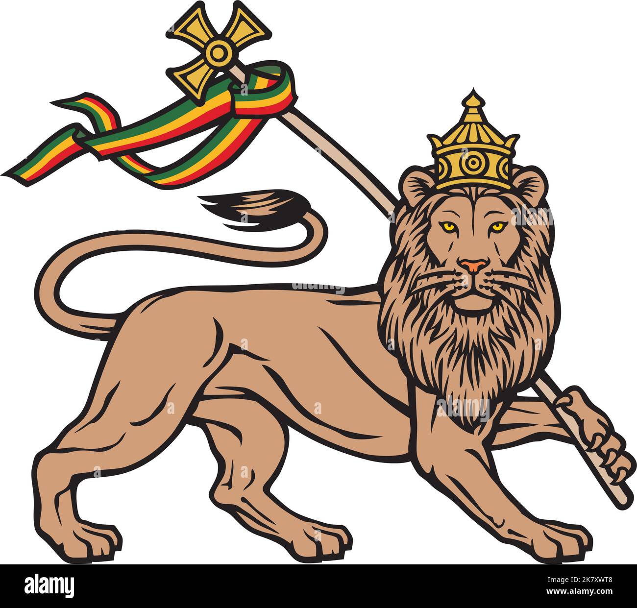 The Lion of Judah (Rastafarian Reggae Symbol). Vector illustration. Stock Vector
