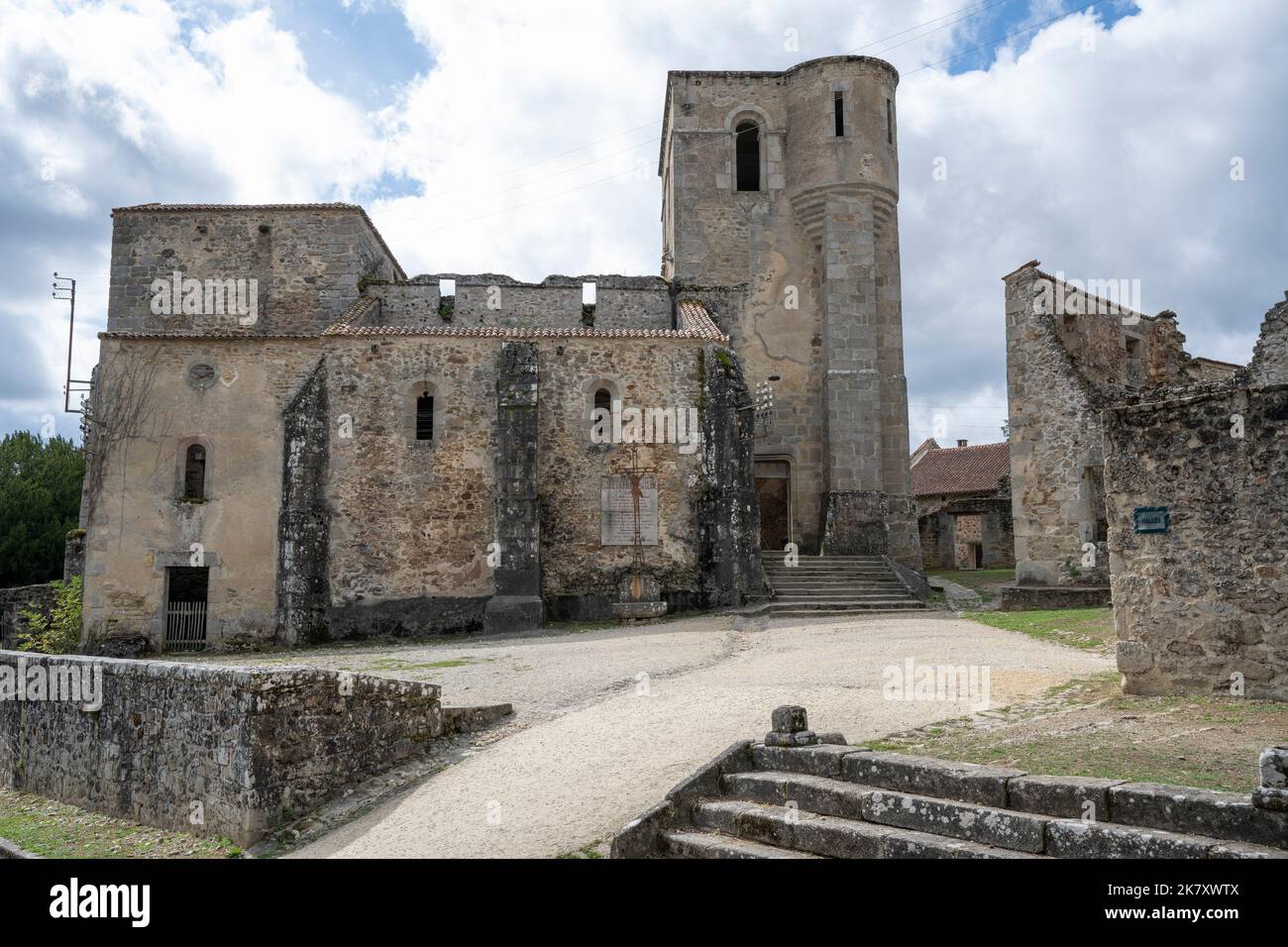 The village of Oradour-sur-Glane, Haute-Vienne, France, the site of a wartime Nazi atrocity Stock Photo