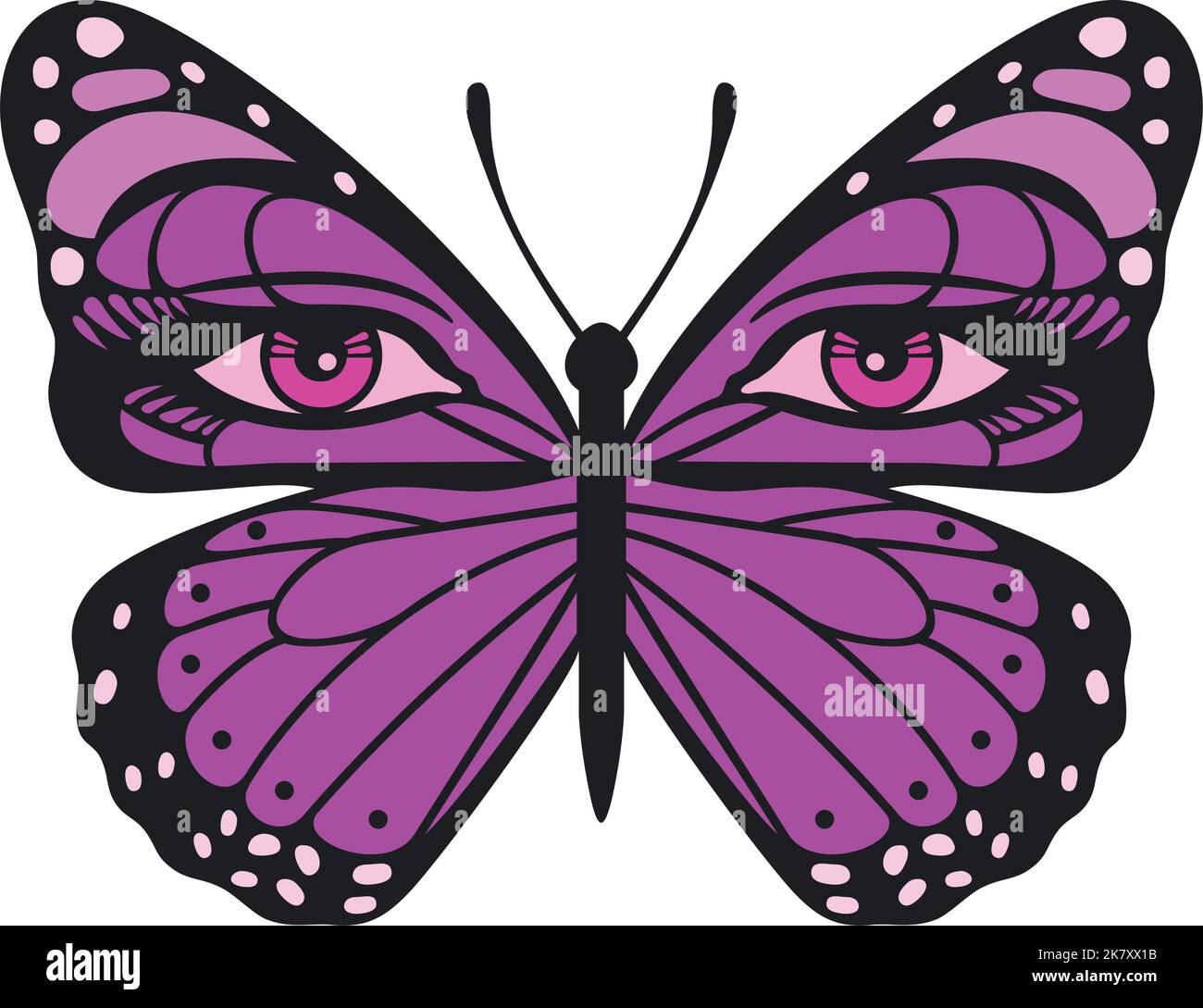 Butterfly with Eyes Color Vector Illustration Stock Vector Image & Art