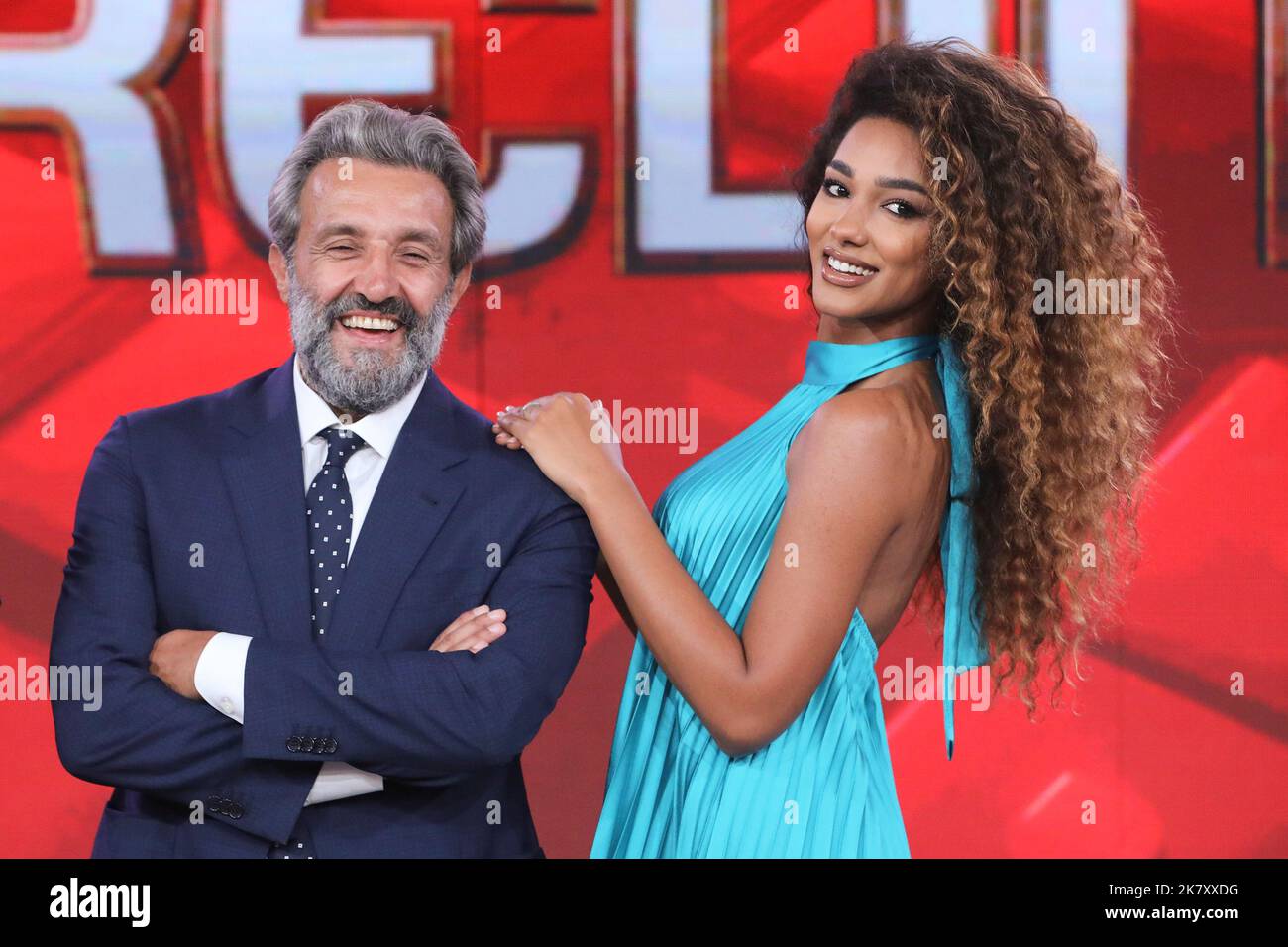 Rome, Italy. 18th Oct, 2022. Rome, Rai studios ex Dear, TV show 'L'Eredita ''. In the photo: Flavio Insinna, Samira Lui Credit: Independent Photo Agency/Alamy Live News Stock Photo