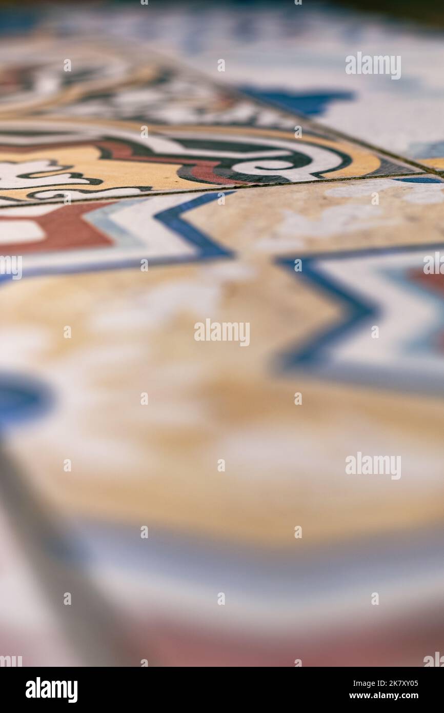 Colourful tiled bricks close up still Stock Photo
