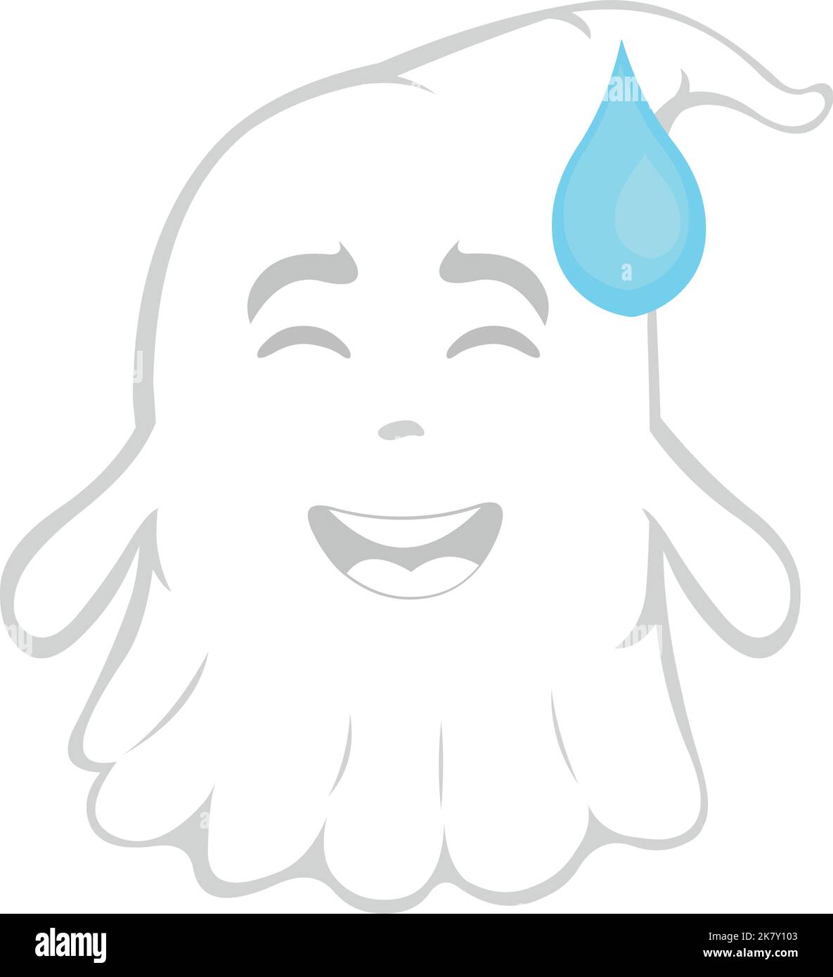 Vector illustration of a cartoon ghost with an embarrassed expression and drop of sweat on his head Stock Vector