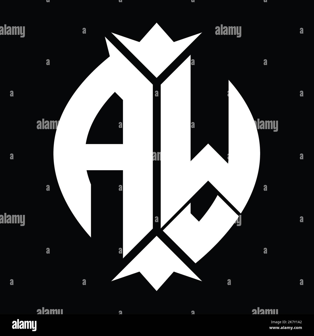 AW Logo monogram shield leaf crown element design template Stock Photo ...