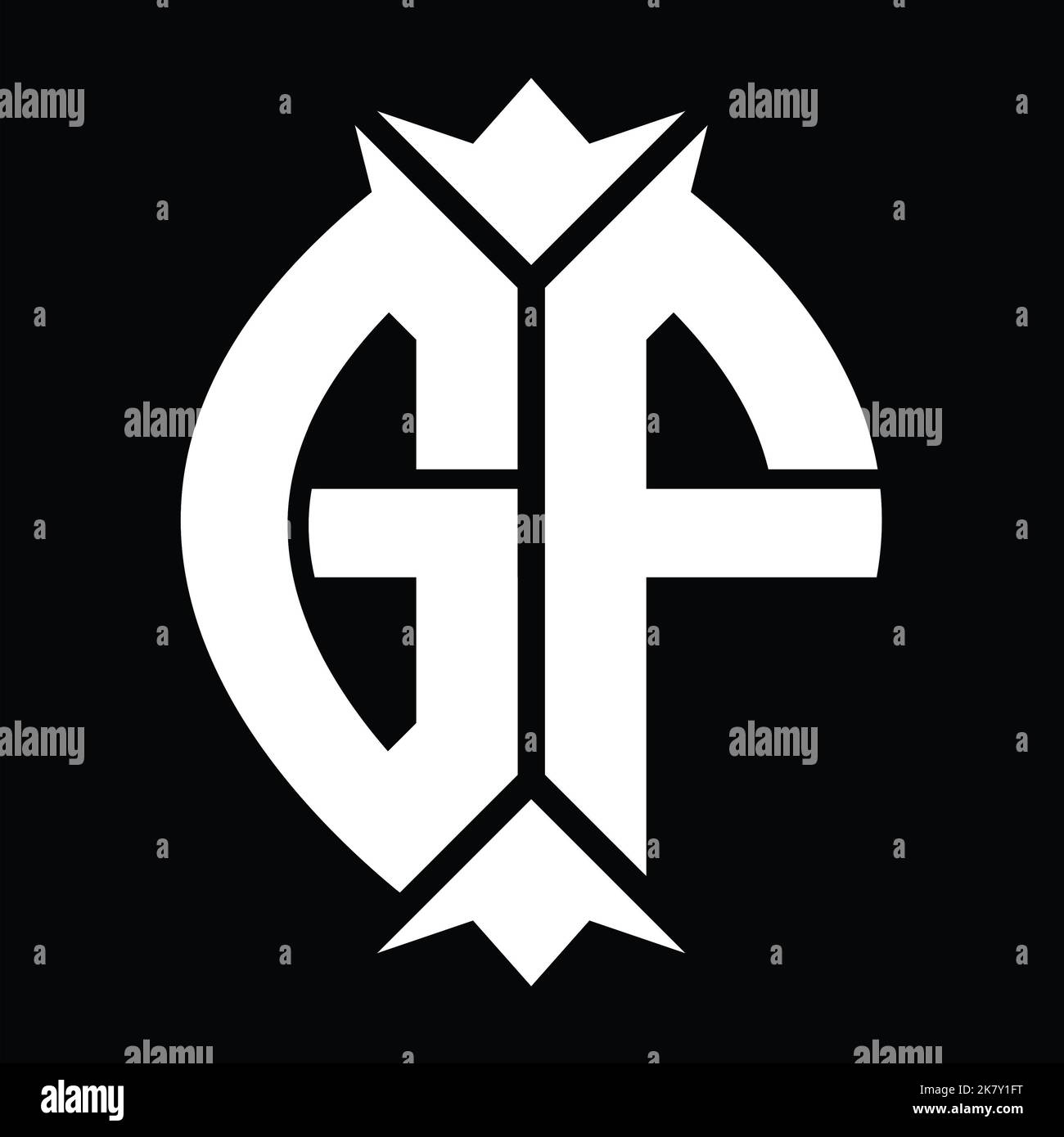 GF Logo monogram shield leaf crown element design template Stock Photo ...