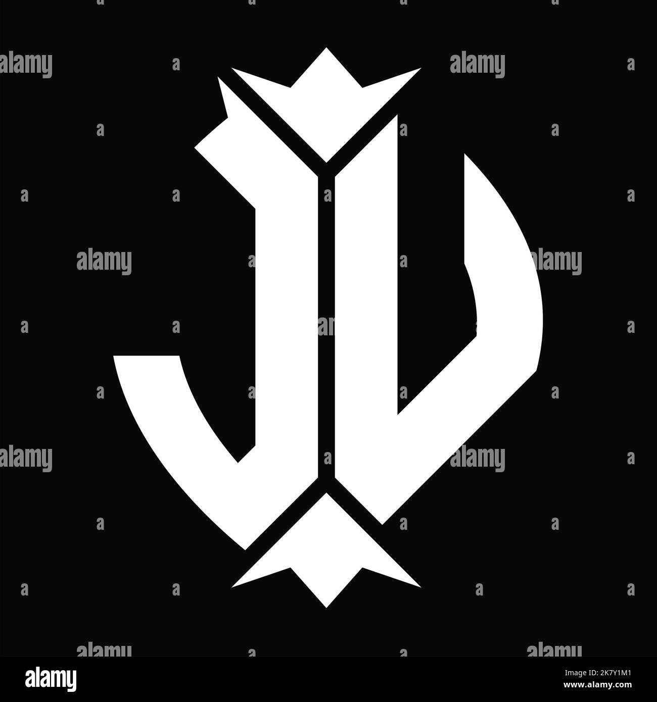 JV Logo monogram shield leaf crown element design template Stock Photo