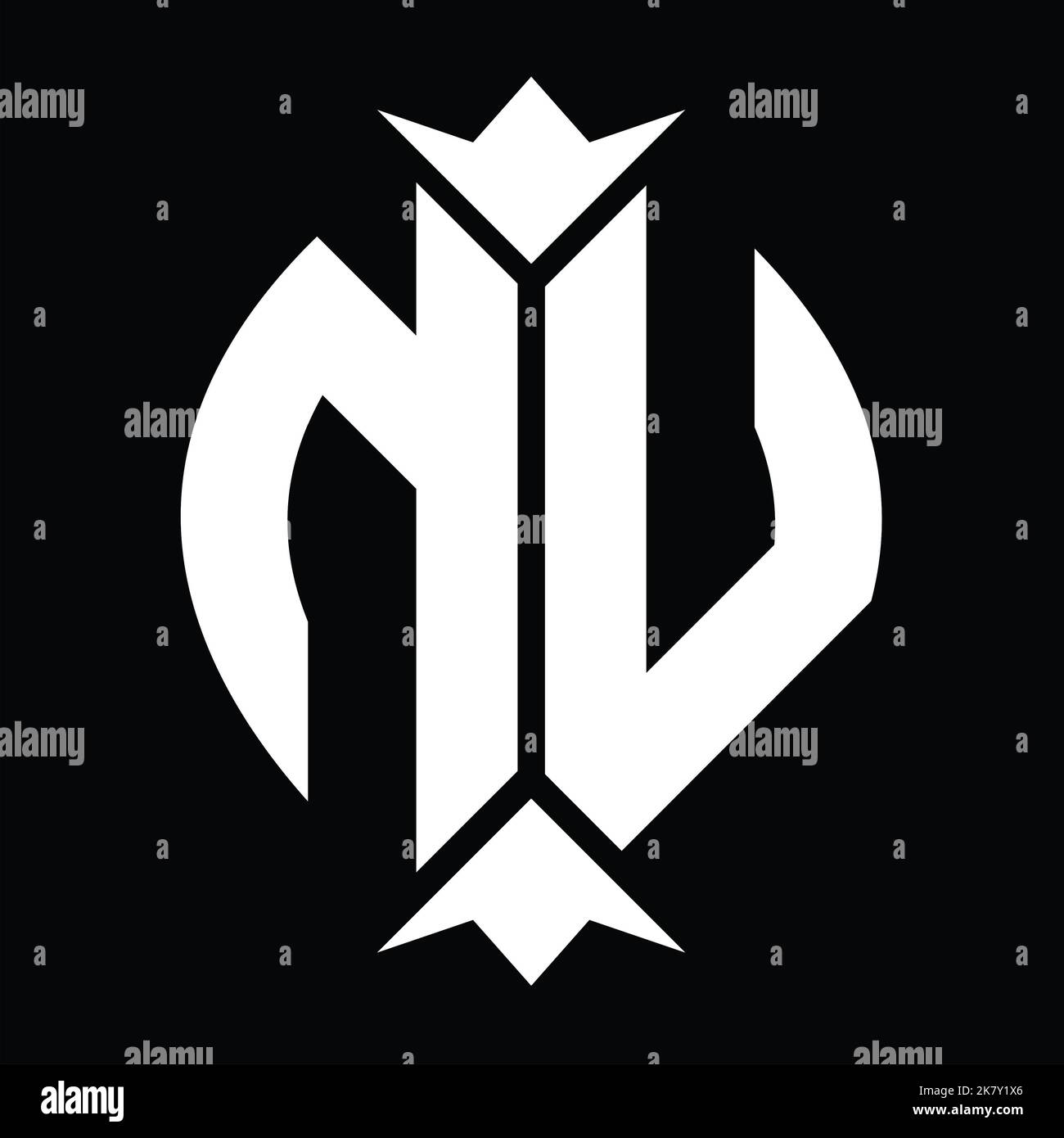 nv-logo-monogram-shield-leaf-crown-element-design-template-stock-photo