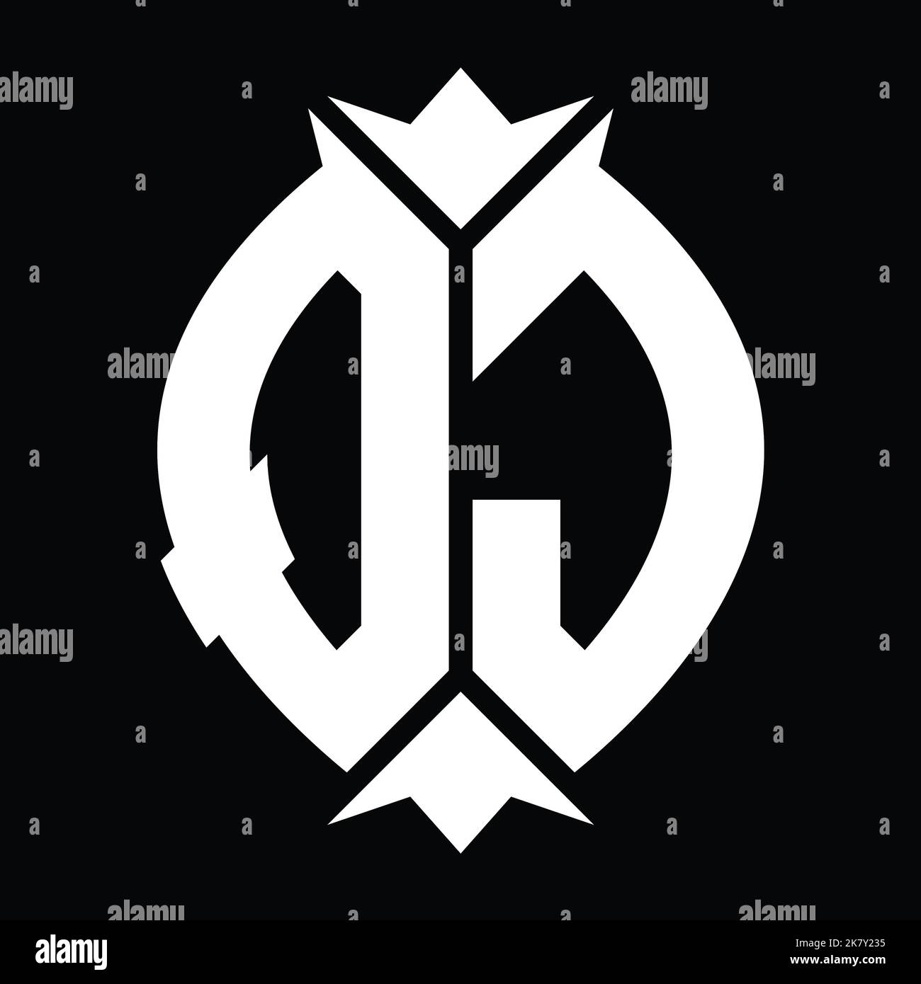 QJ Logo monogram shield leaf crown element design template Stock Photo ...