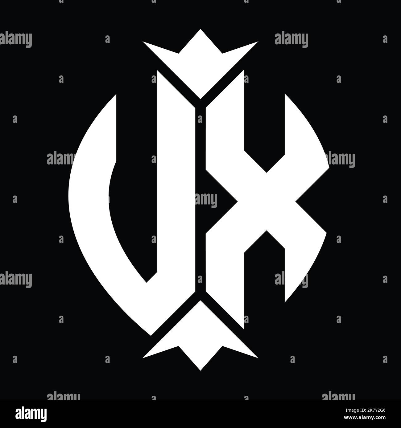 UX Logo monogram shield leaf crown element design template Stock Photo ...