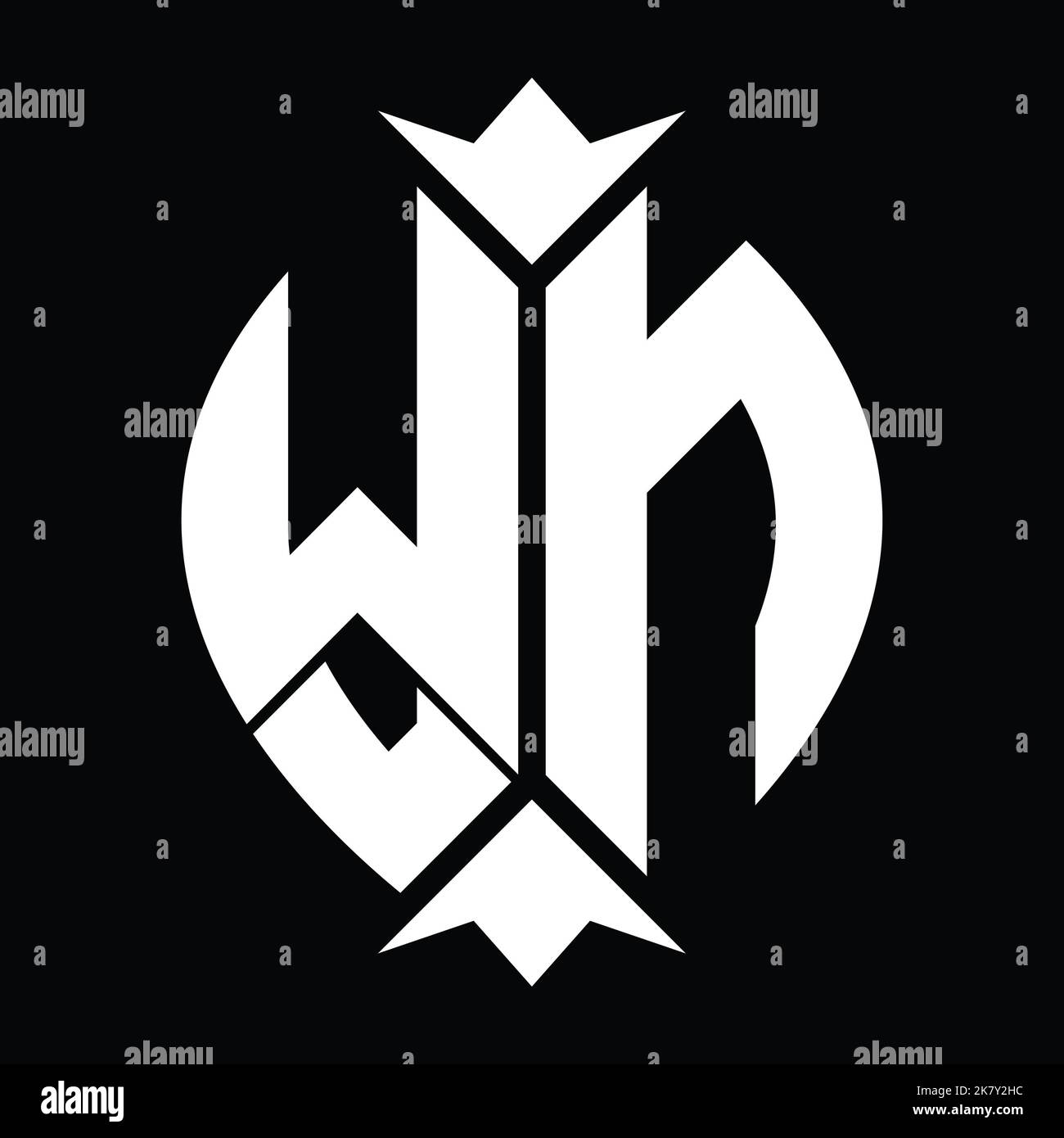 WN Logo monogram shield leaf crown element design template Stock Photo
