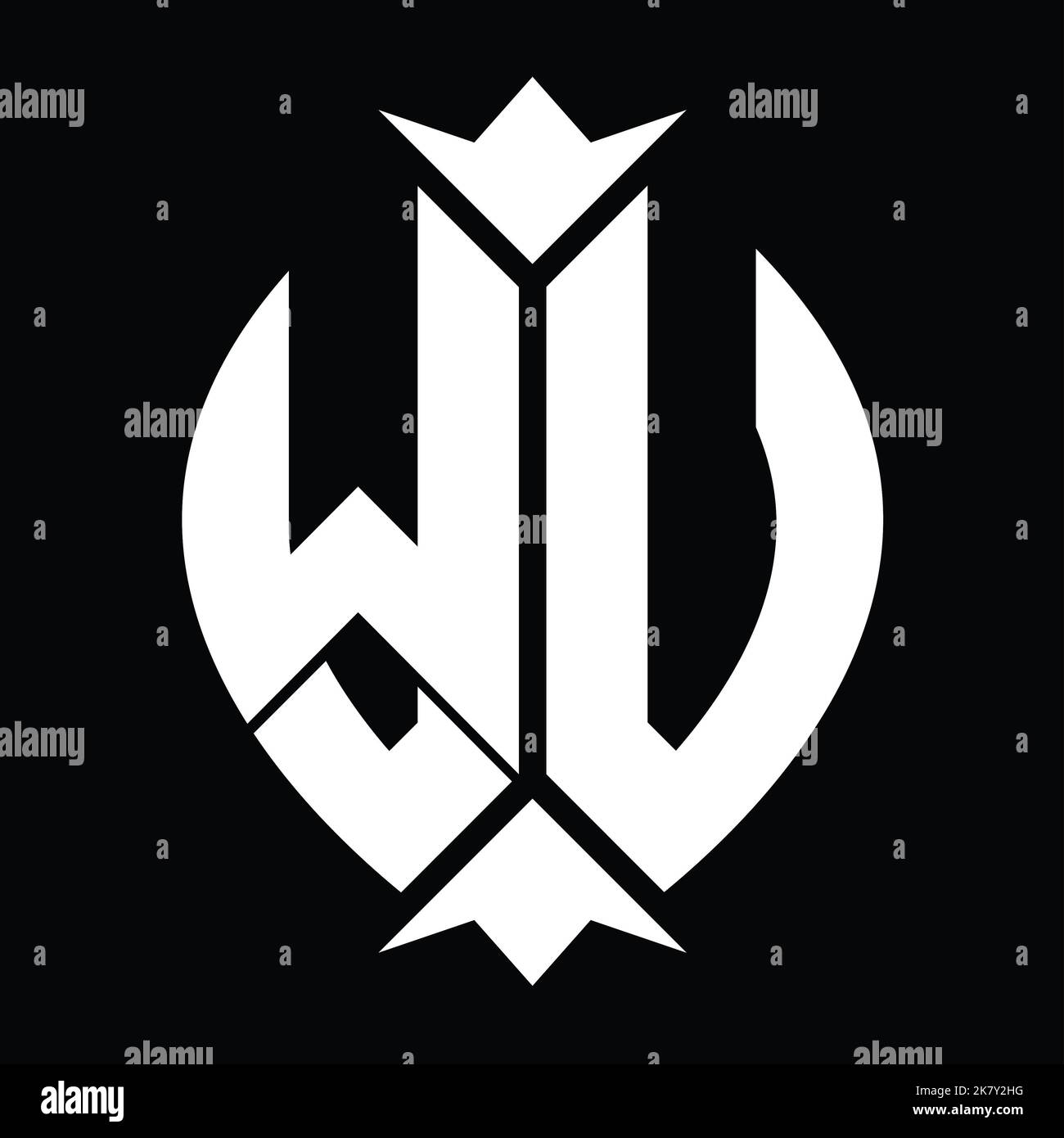 WU Logo monogram shield leaf crown element design template Stock Photo ...