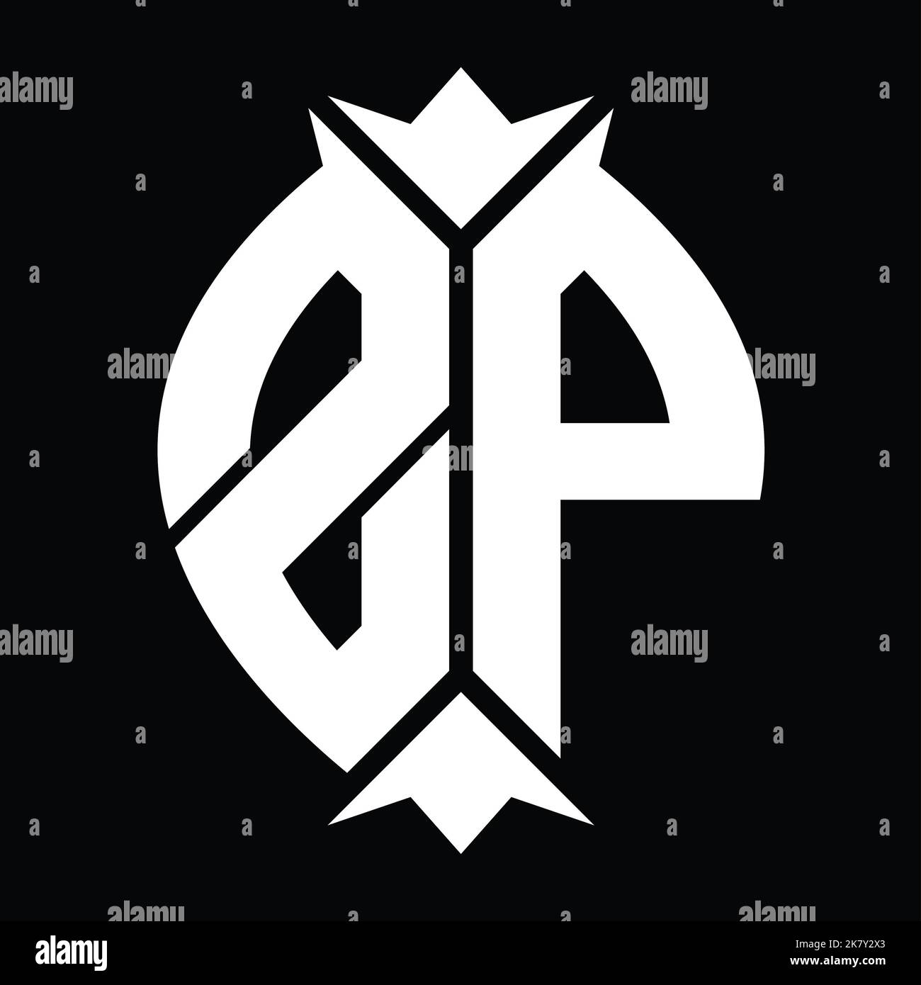 ZP Logo monogram shield leaf crown element design template Stock Photo ...