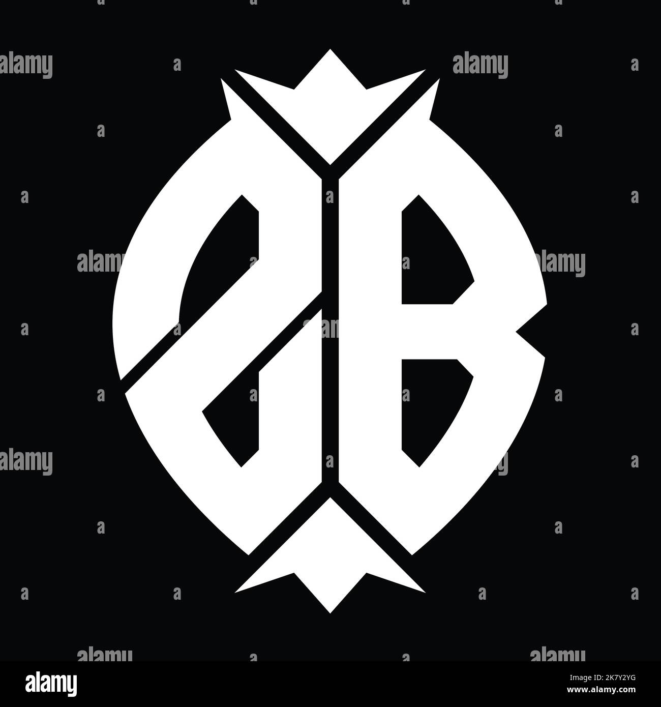 ZB Logo monogram shield leaf crown element design template Stock Photo