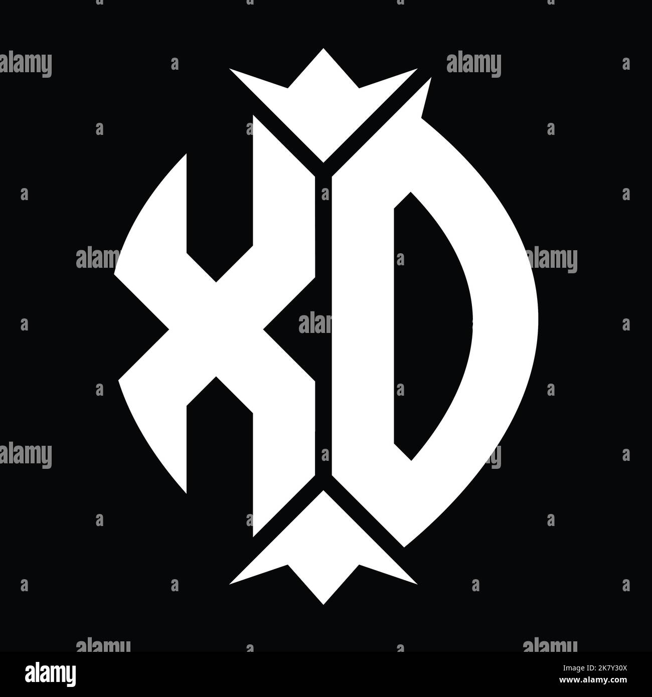 xd-logo-monogram-shield-leaf-crown-element-design-template-stock-photo