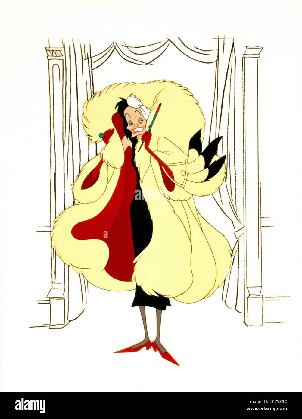 Cruella De Vil Film: One Hundred And One Dalmatians; 101 Dalmatians (USA 1961)   Regie: Clyde Geronimi, Hamilton Luske, Wolfgang Reitherman, Director: Geronimi, Luske, Reitherman 25 January 1961   **WARNING** This Photograph is for editorial use only and is the copyright of WALT DISNEY and/or the Photographer assigned by the Film or Production Company and can only be reproduced by publications in conjunction with the promotion of the above Film. A Mandatory Credit To WALT DISNEY is required. The Photographer should also be credited when known. No commercial use can be granted without written a Stock Photo