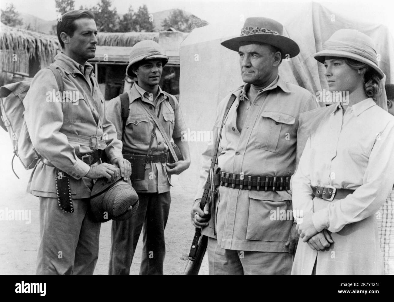 Lloyd Bochner, Frankie Avalon, Torin Thatcher & Mariette Hartley Film: Drums Of Africa (1963) Characters: David Moore, Brian Ferrers, Jack Cuortemayn, Ruth Knight  Director: James B, Clark 15 May 1963   **WARNING** This Photograph is for editorial use only and is the copyright of MGM and/or the Photographer assigned by the Film or Production Company and can only be reproduced by publications in conjunction with the promotion of the above Film. A Mandatory Credit To MGM is required. The Photographer should also be credited when known. No commercial use can be granted without written authority f Stock Photo