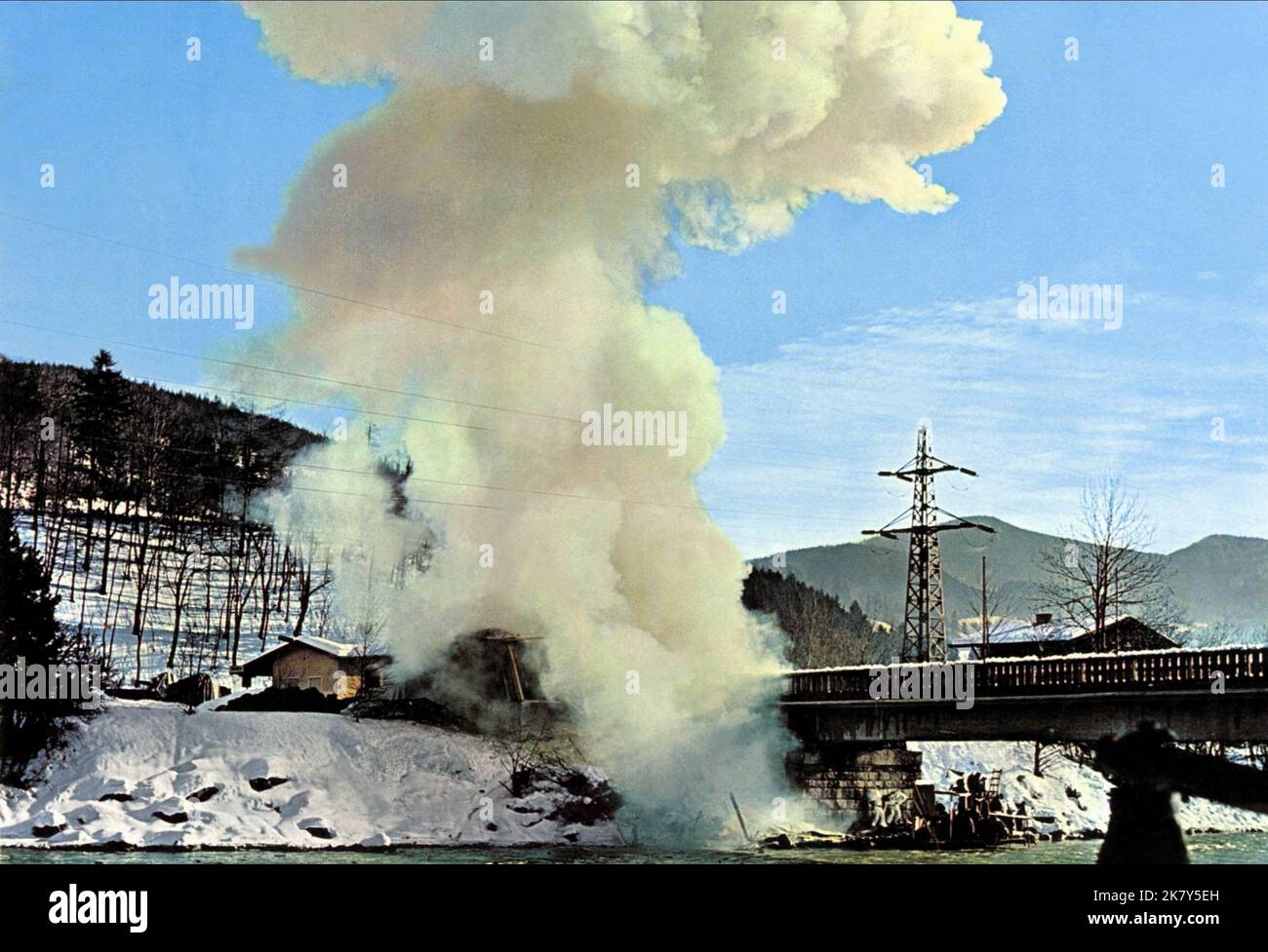 Explosion Scene Film: Where Eagles Dare (USA/UK 1968)   Director: Brian G.Hutton 04 December 1968   **WARNING** This Photograph is for editorial use only and is the copyright of MGM and/or the Photographer assigned by the Film or Production Company and can only be reproduced by publications in conjunction with the promotion of the above Film. A Mandatory Credit To MGM is required. The Photographer should also be credited when known. No commercial use can be granted without written authority from the Film Company. Stock Photo