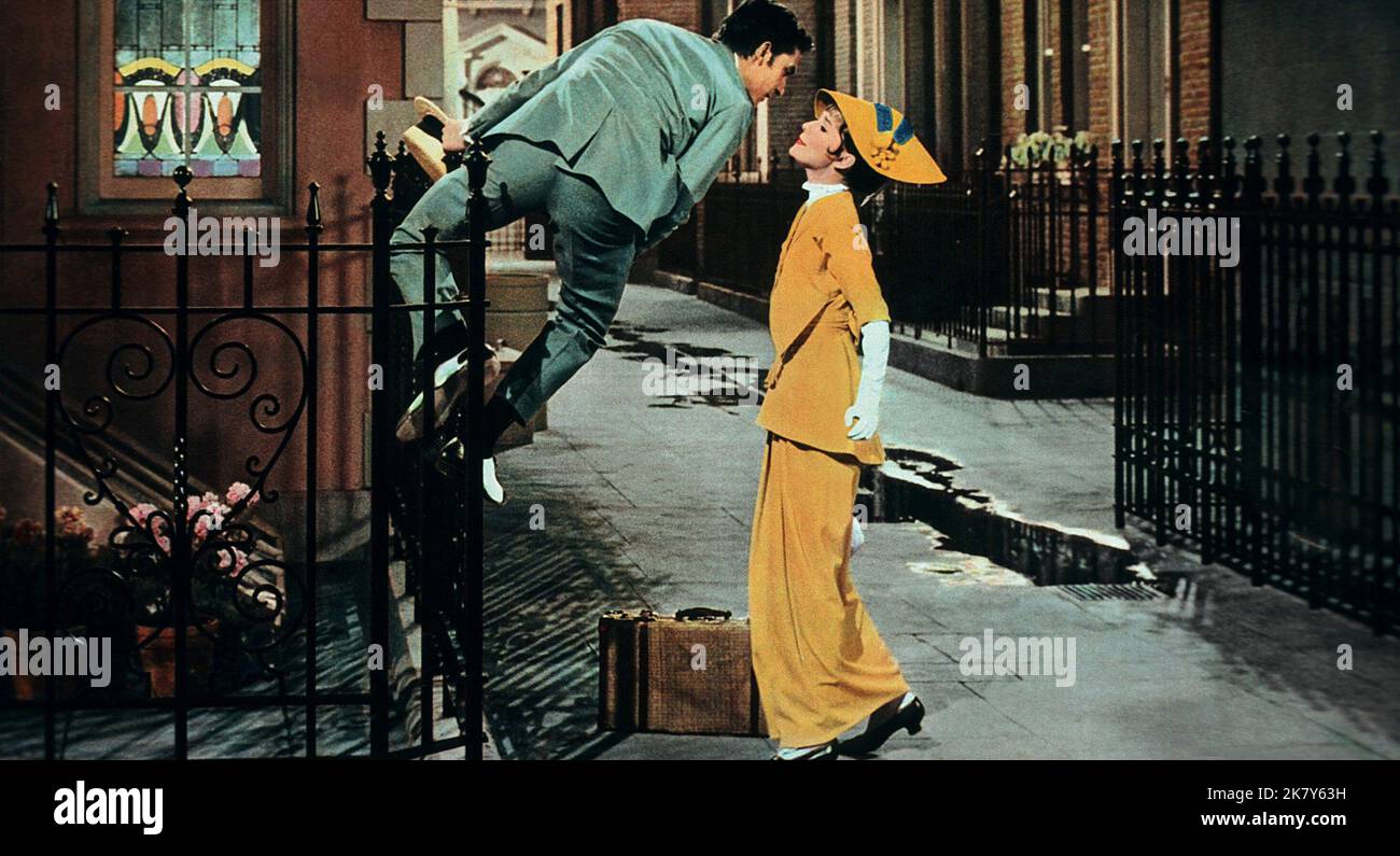 Jeremy Brett & Audrey Hepburn Film: My Fair Lady (USA 1964) Characters: Freddy Eynsford-Hill & Eliza Doolittle  / Literaturverfilmung (Based On The Play 'Pymalion' By  George Bernard Shaw) Director: George Cukor 21 October 1964   **WARNING** This Photograph is for editorial use only and is the copyright of WARNER BROS. and/or the Photographer assigned by the Film or Production Company and can only be reproduced by publications in conjunction with the promotion of the above Film. A Mandatory Credit To WARNER BROS. is required. The Photographer should also be credited when known. No commercial u Stock Photo