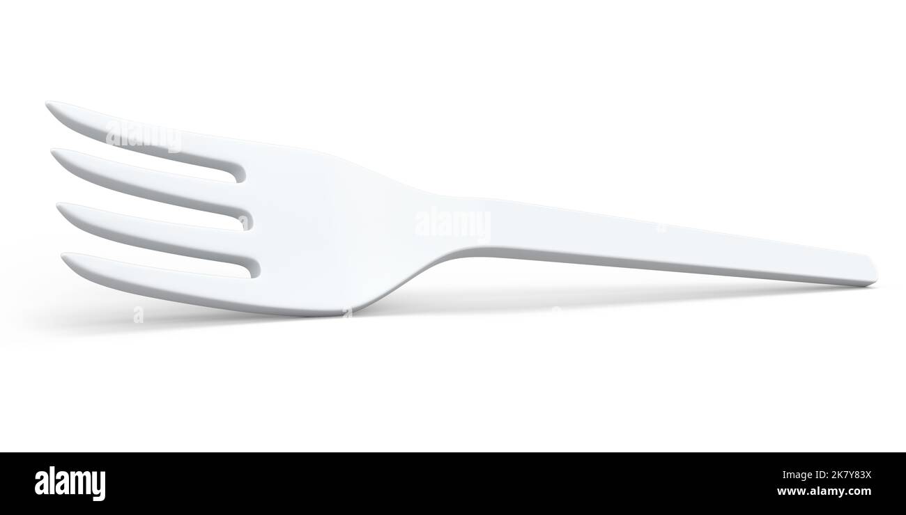 Ecofriendly disposable utensils like fork on white background. 3d