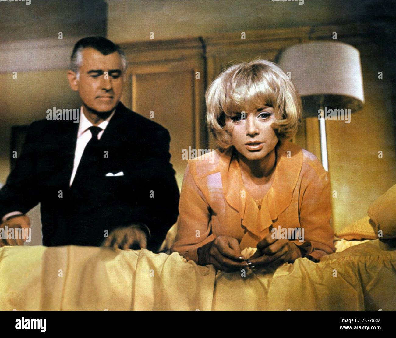 Stewart Granger & Sophie Hardy Film: The Trygon Factor (1960) Characters: Supt. Cooper-Smith & Sophie  Director: Cyril Frankel 16 December 1966   **WARNING** This Photograph is for editorial use only and is the copyright of RIALTO and/or the Photographer assigned by the Film or Production Company and can only be reproduced by publications in conjunction with the promotion of the above Film. A Mandatory Credit To RIALTO is required. The Photographer should also be credited when known. No commercial use can be granted without written authority from the Film Company. Stock Photo