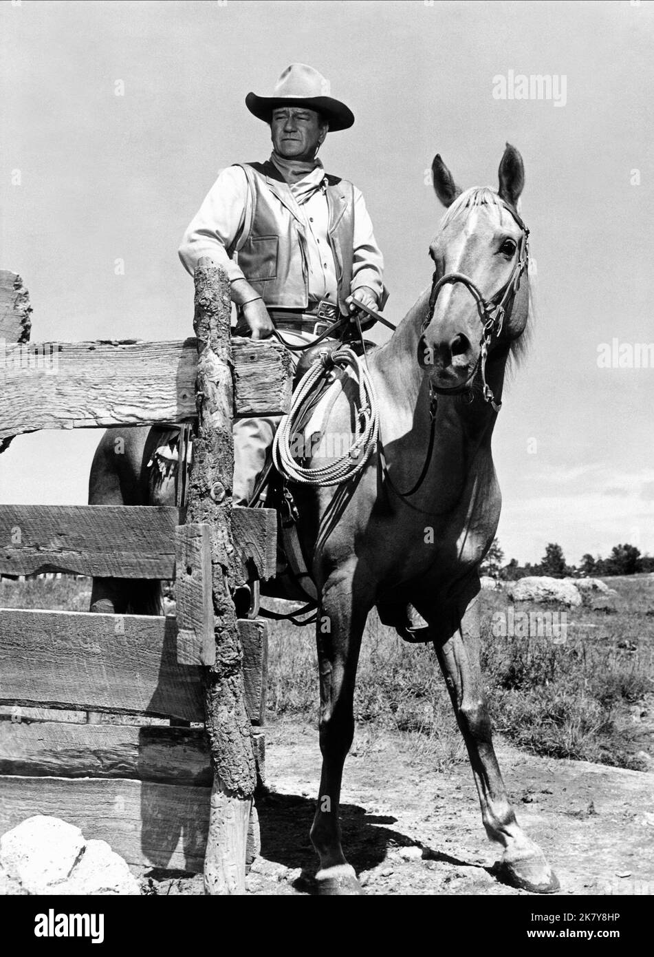 John Wayne Film: The War Wagon (1967) Characters: Taw Jackson  Director: Burt Kennedy 27 May 1967   **WARNING** This Photograph is for editorial use only and is the copyright of UNIVERSAL and/or the Photographer assigned by the Film or Production Company and can only be reproduced by publications in conjunction with the promotion of the above Film. A Mandatory Credit To UNIVERSAL is required. The Photographer should also be credited when known. No commercial use can be granted without written authority from the Film Company. Stock Photo
