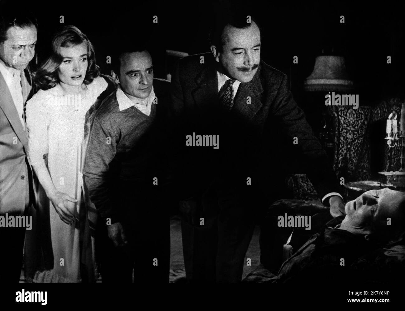Sid James, Shirley Eaton, Kenneth Connor & Dennis Price Film: What A Carve Up! (1964) Characters: Sid Butler,Linda Dickson,Ernie Broughton & Guy Broughton  Director: Pat Jackson 15 September 1961   **WARNING** This Photograph is for editorial use only and is the copyright of NEW WORLD FILMS LTD and/or the Photographer assigned by the Film or Production Company and can only be reproduced by publications in conjunction with the promotion of the above Film. A Mandatory Credit To NEW WORLD FILMS LTD is required. The Photographer should also be credited when known. No commercial use can be granted Stock Photo