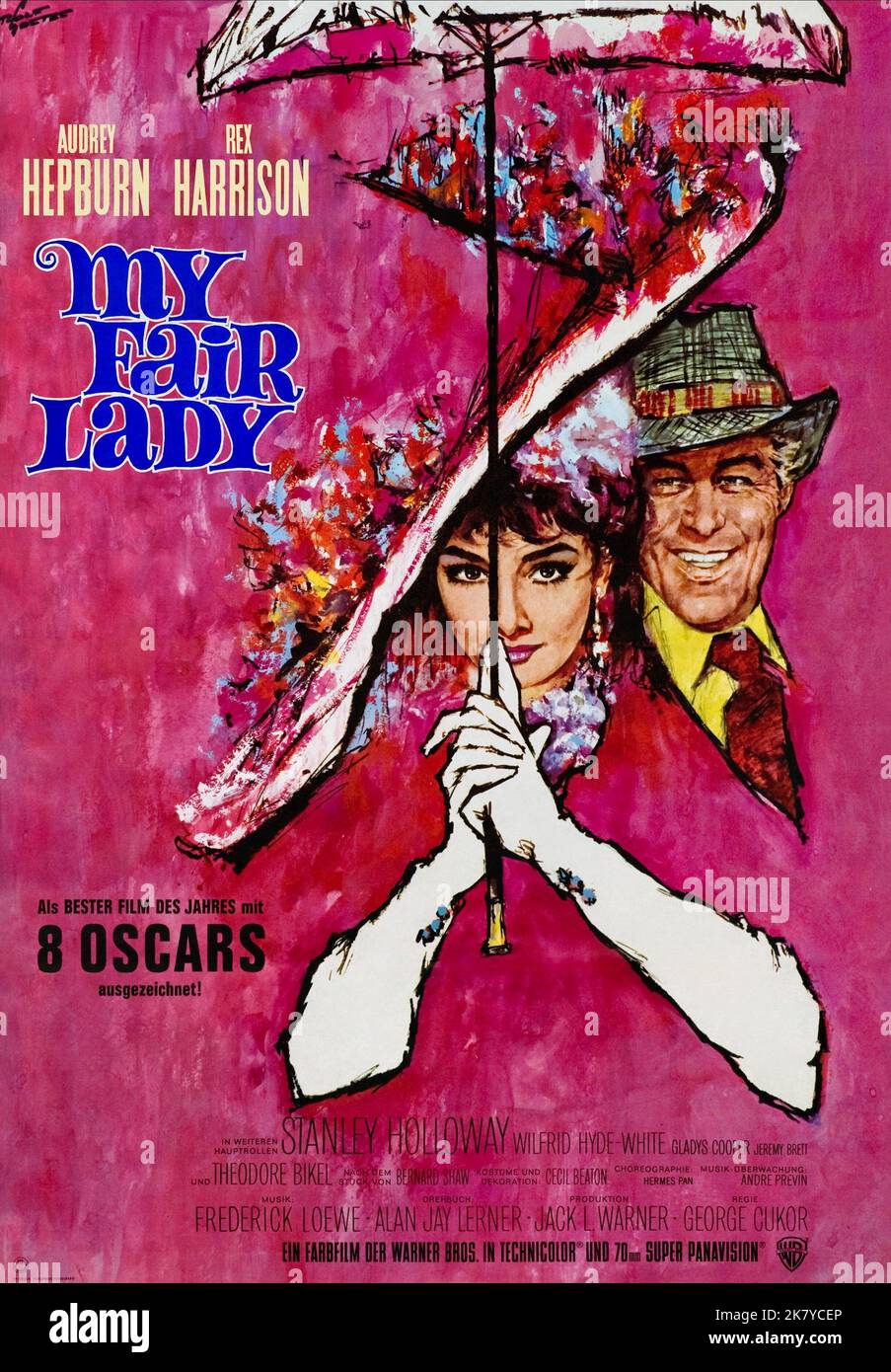 Audrey Hepburn & Rex Harrison Poster Film: My Fair Lady (USA 1964) Characters: Eliza Doolittle, Professor Henry Higgins  / Literaturverfilmung (Based On The Play 'Pymalion' By  George Bernard Shaw) Director: George Cukor 21 October 1964   **WARNING** This Photograph is for editorial use only and is the copyright of WARNER BROS. and/or the Photographer assigned by the Film or Production Company and can only be reproduced by publications in conjunction with the promotion of the above Film. A Mandatory Credit To WARNER BROS. is required. The Photographer should also be credited when known. No com Stock Photo
