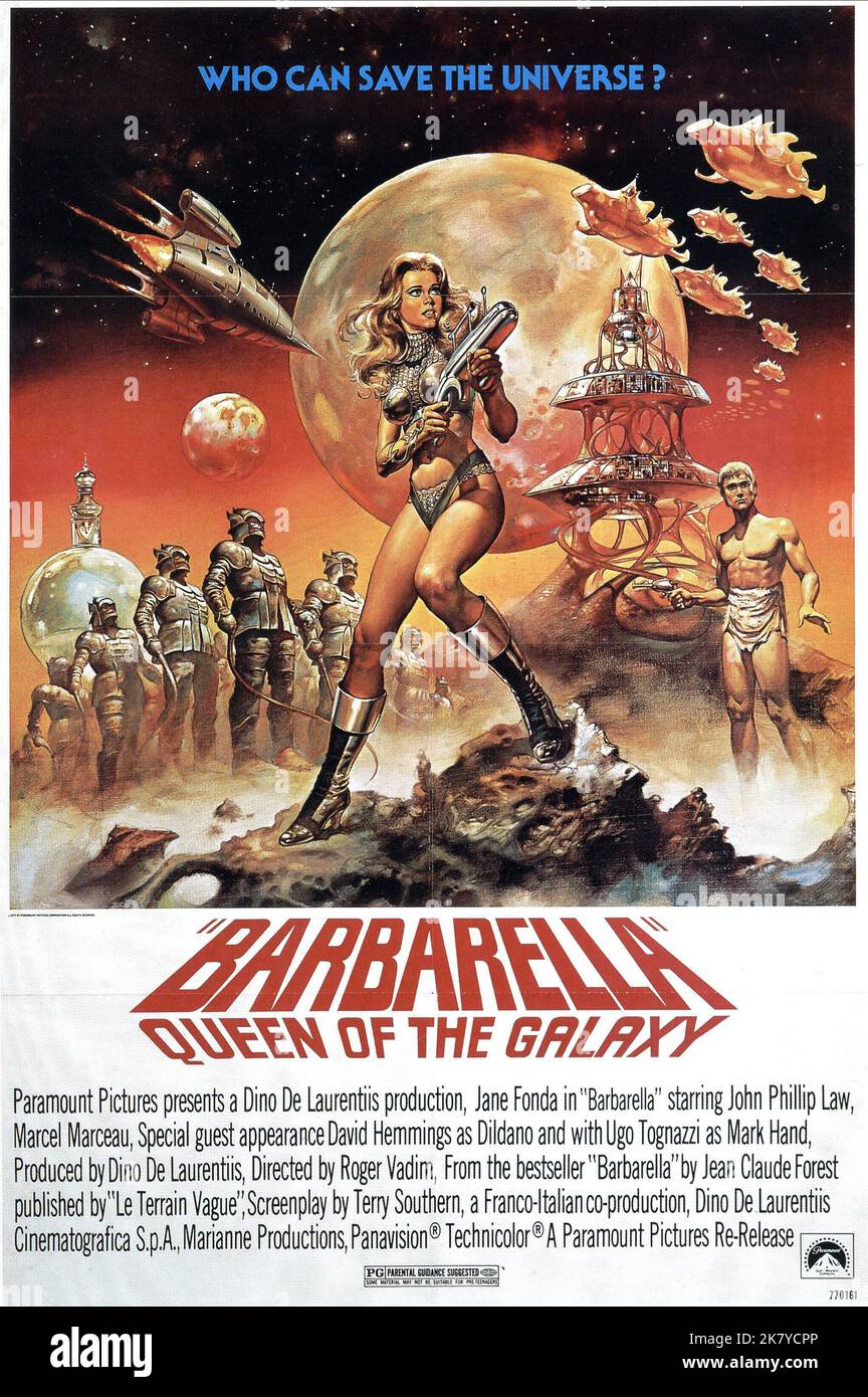 Movie Poster Film: Barbarella (FR/IT 1968)   Director: Roger Vadim 10 October 1968   **WARNING** This Photograph is for editorial use only and is the copyright of PARAMOUNT and/or the Photographer assigned by the Film or Production Company and can only be reproduced by publications in conjunction with the promotion of the above Film. A Mandatory Credit To PARAMOUNT is required. The Photographer should also be credited when known. No commercial use can be granted without written authority from the Film Company. Stock Photo