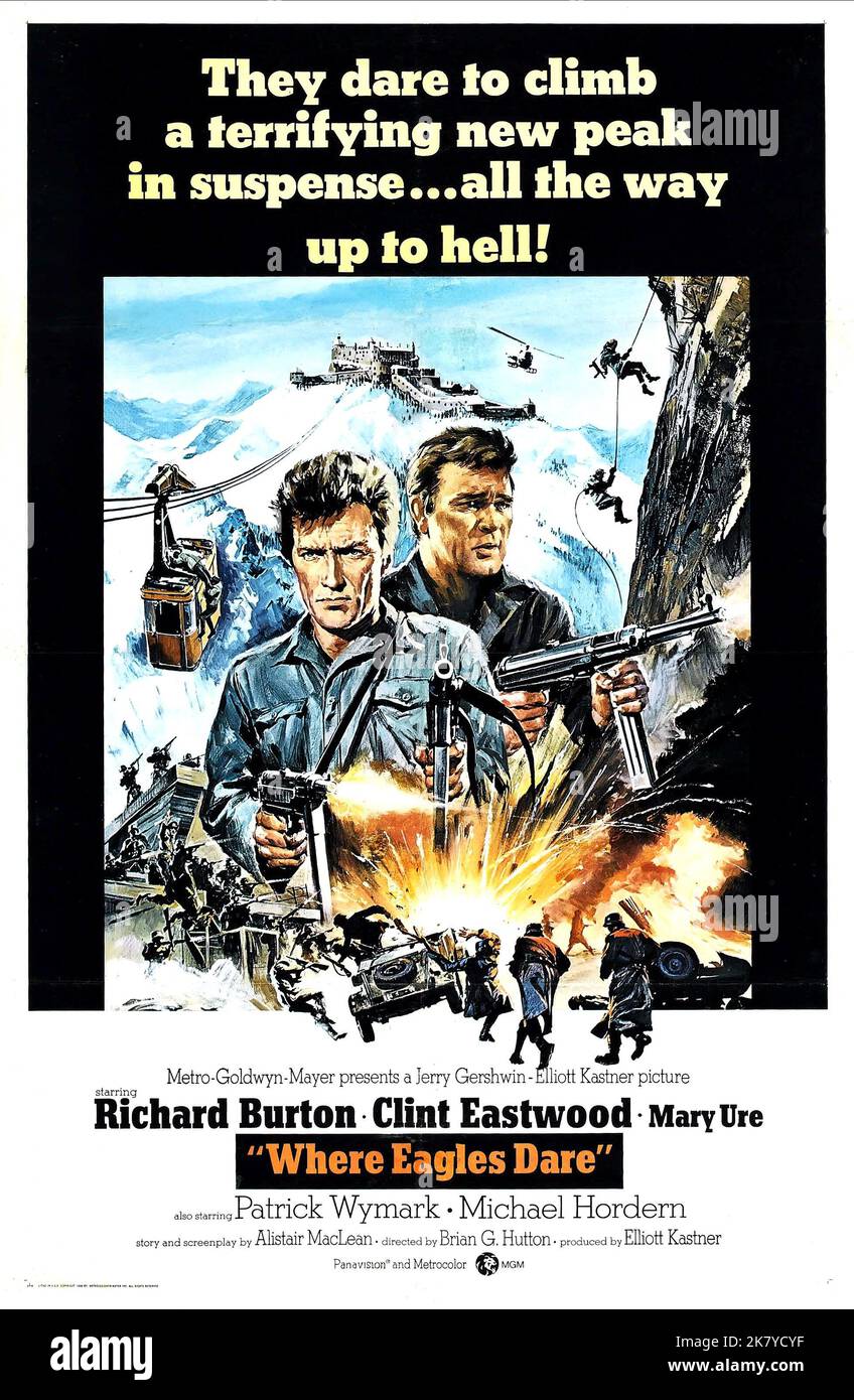 Clint Eastwood & Richard Burton Film: Where Eagles Dare (USA/UK 1968) Characters: Lt. Morris Schaffer, Maj. Jonathan Smith, MC  Director: Brian G.Hutton 04 December 1968   **WARNING** This Photograph is for editorial use only and is the copyright of MGM and/or the Photographer assigned by the Film or Production Company and can only be reproduced by publications in conjunction with the promotion of the above Film. A Mandatory Credit To MGM is required. The Photographer should also be credited when known. No commercial use can be granted without written authority from the Film Company. Stock Photo