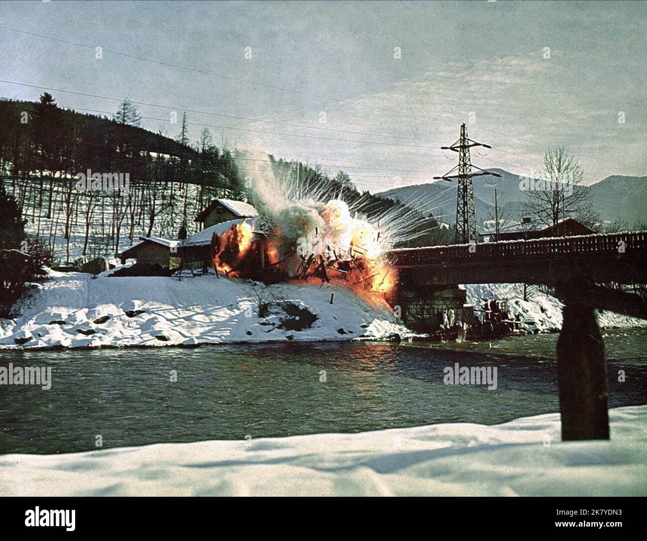 Explosion Over Bridge Film: Where Eagles Dare (USA/UK 1968)   Director: Brian G.Hutton 04 December 1968   **WARNING** This Photograph is for editorial use only and is the copyright of MGM and/or the Photographer assigned by the Film or Production Company and can only be reproduced by publications in conjunction with the promotion of the above Film. A Mandatory Credit To MGM is required. The Photographer should also be credited when known. No commercial use can be granted without written authority from the Film Company. Stock Photo