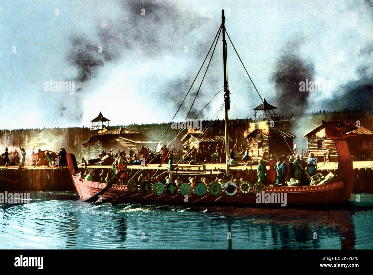 Viking Fortress & Boat Film The Tartars (1961) Director: Ferdinando ...