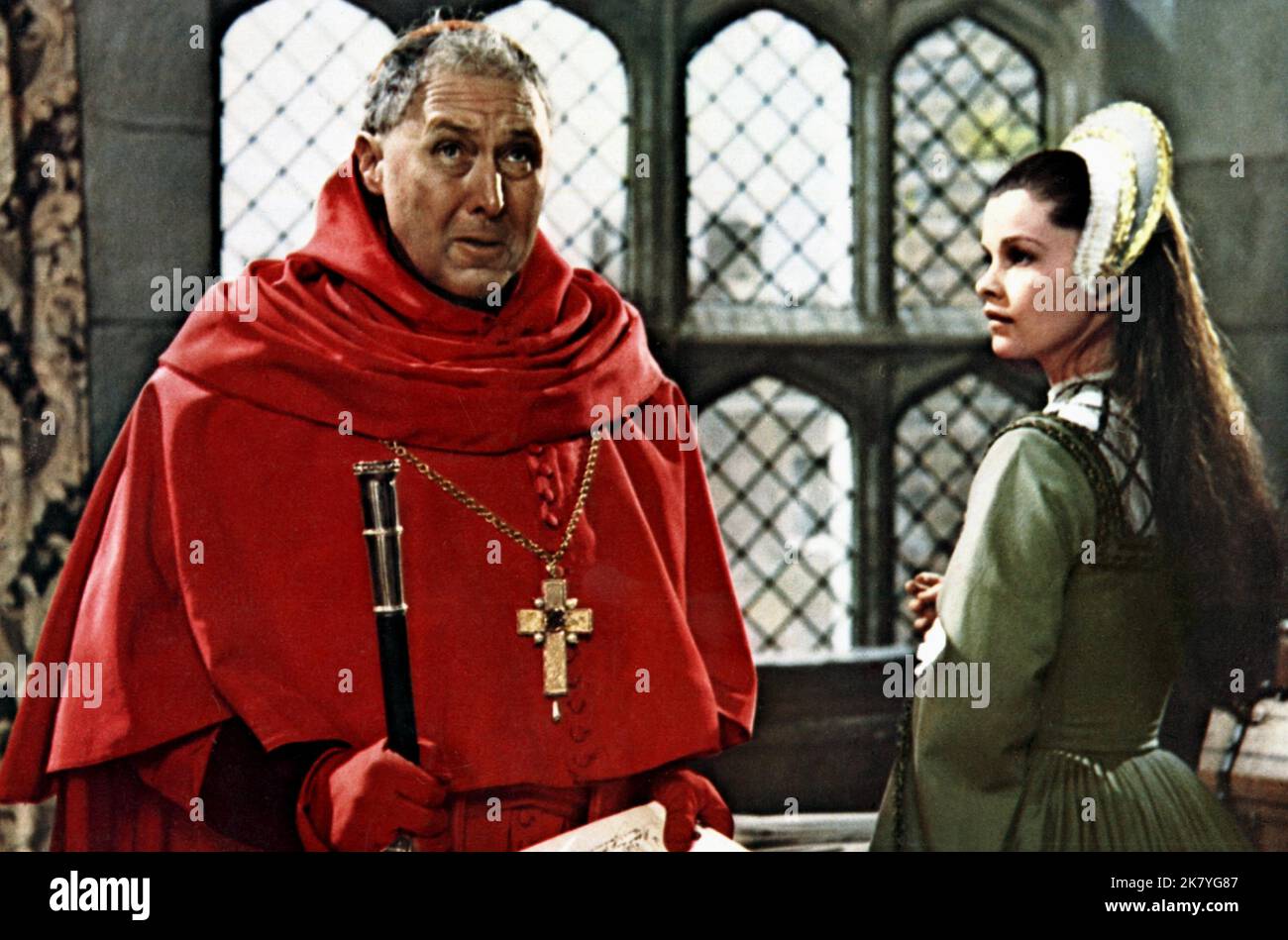Anthony Quinn & Genevieve Bujold Film: Anne Of The Thousand Days (1969) Characters: & Anne Boleyn  Director: Charles Jarrott 18 December 1969   **WARNING** This Photograph is for editorial use only and is the copyright of UNIVERSAL and/or the Photographer assigned by the Film or Production Company and can only be reproduced by publications in conjunction with the promotion of the above Film. A Mandatory Credit To UNIVERSAL is required. The Photographer should also be credited when known. No commercial use can be granted without written authority from the Film Company. Stock Photo