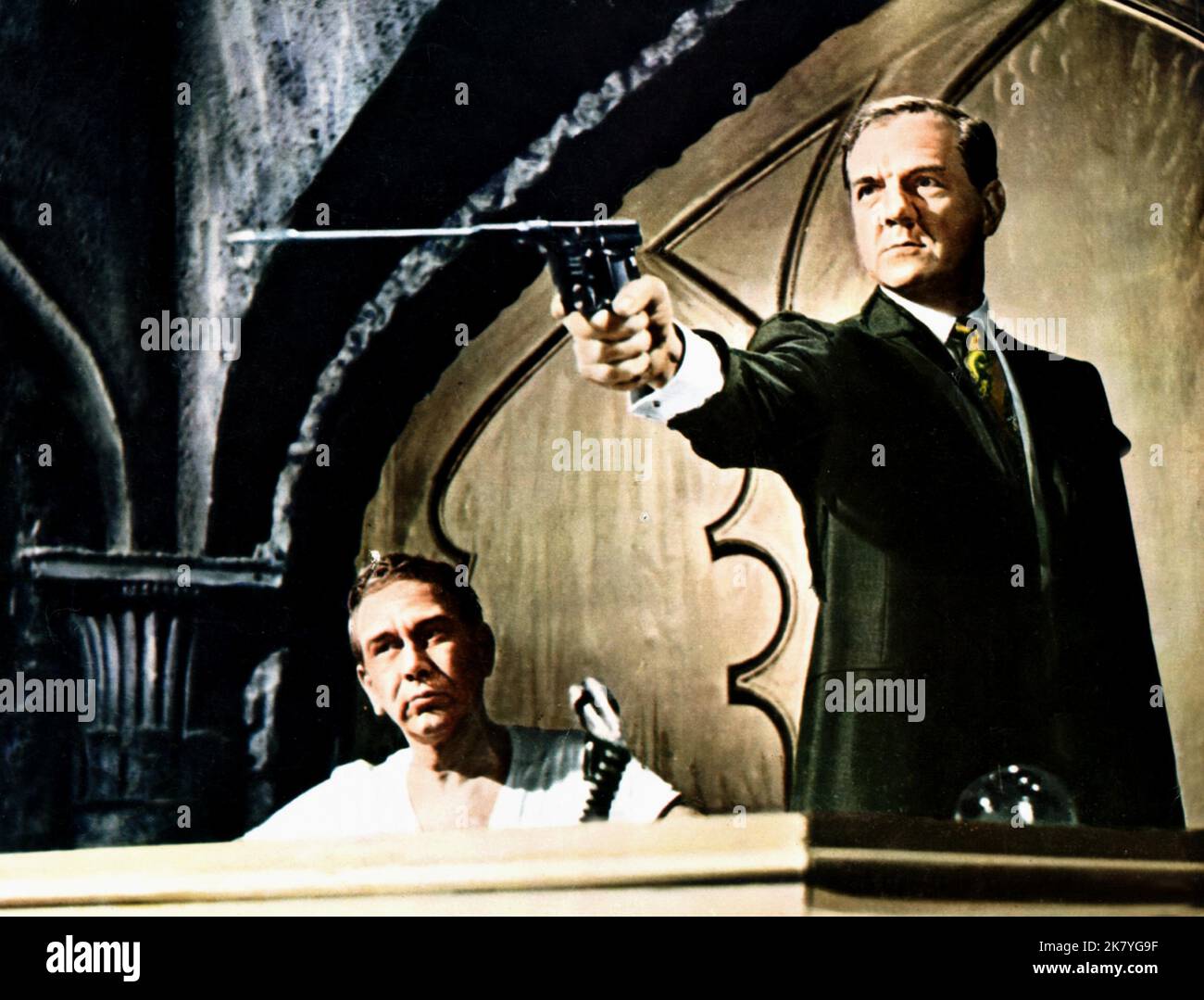 Richard Eastham & Karl Malden Film: Murderer'S Row (USA 1966) Characters: Dr. Norman Solaris & Julian Wall  / Literaturverfilmung (Based On The Book By Donald Hamilton) Director: Henry Levin 20 December 1966   **WARNING** This Photograph is for editorial use only and is the copyright of COLUMBIA PICTURES and/or the Photographer assigned by the Film or Production Company and can only be reproduced by publications in conjunction with the promotion of the above Film. A Mandatory Credit To COLUMBIA PICTURES is required. The Photographer should also be credited when known. No commercial use can be Stock Photo