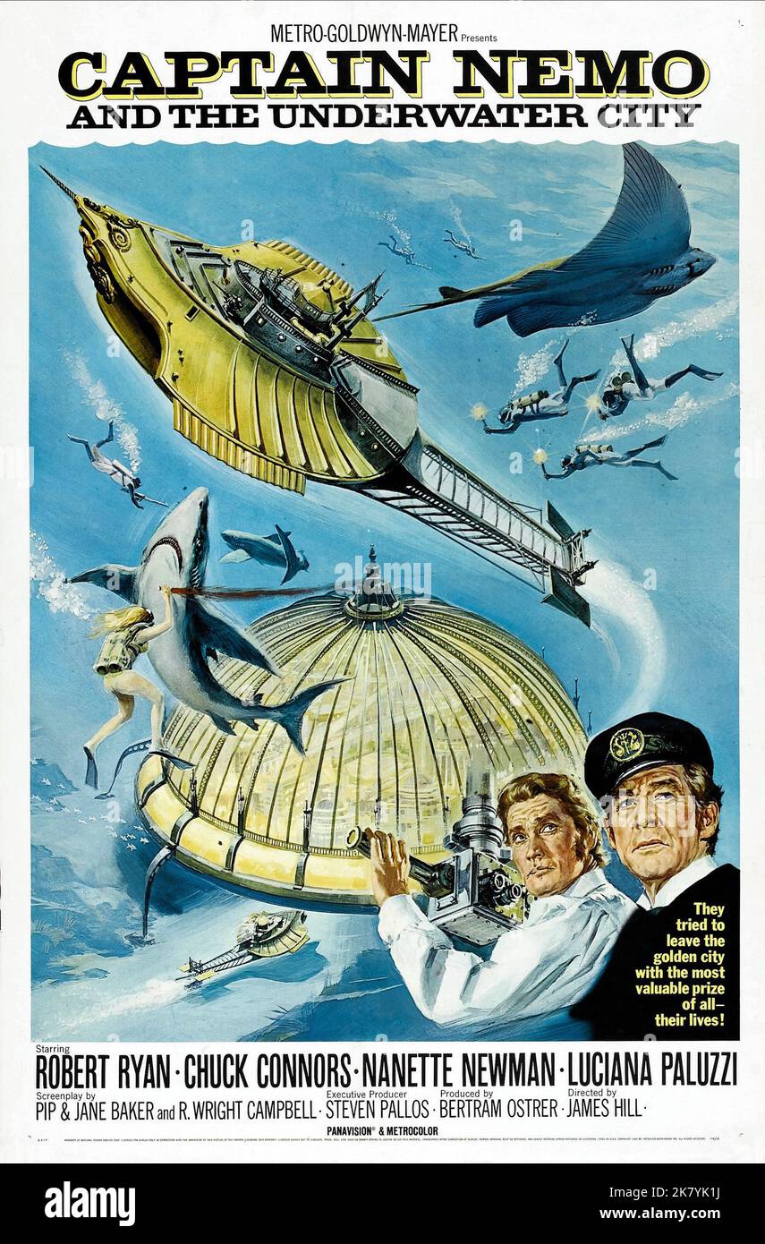 Chuck Connors & Robert Ryan Poster Film: Captain Nemo And The Underwater City (1968) Characters: Senator Robert Fraser &  Director: James Hill 01 December 1969   **WARNING** This Photograph is for editorial use only and is the copyright of MGM and/or the Photographer assigned by the Film or Production Company and can only be reproduced by publications in conjunction with the promotion of the above Film. A Mandatory Credit To MGM is required. The Photographer should also be credited when known. No commercial use can be granted without written authority from the Film Company. Stock Photo