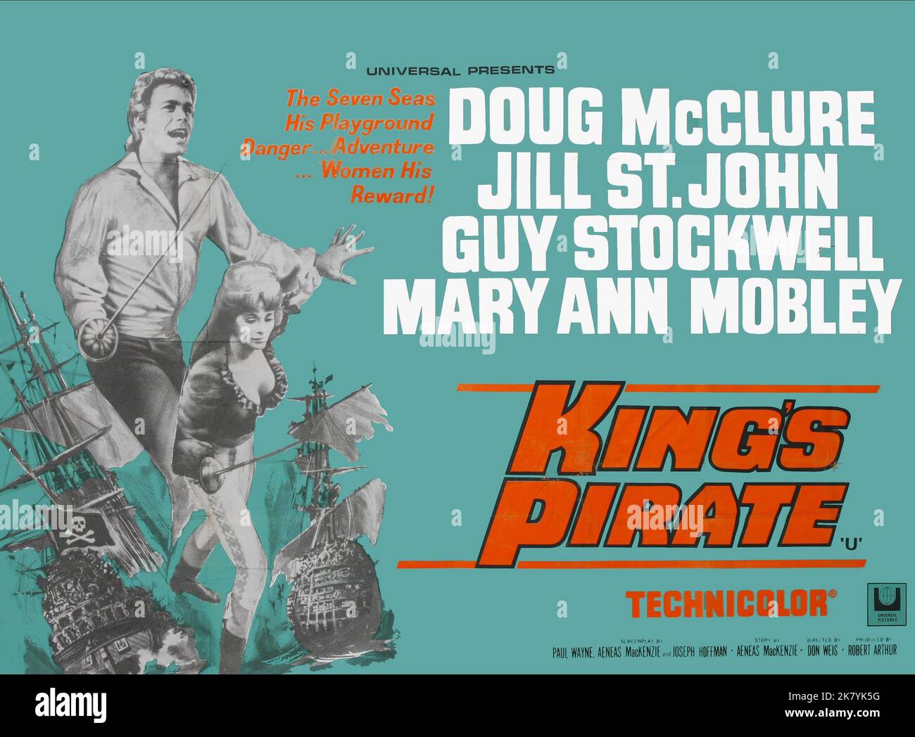 Doug Mcclure Film Poster Film: The King'S Pirate (1969)   Director: Don Weis 21 July 1967   **WARNING** This Photograph is for editorial use only and is the copyright of UNIVERSAL and/or the Photographer assigned by the Film or Production Company and can only be reproduced by publications in conjunction with the promotion of the above Film. A Mandatory Credit To UNIVERSAL is required. The Photographer should also be credited when known. No commercial use can be granted without written authority from the Film Company. Stock Photo