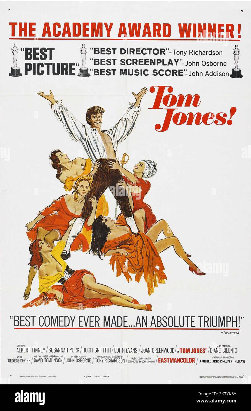 Albert Finney Poster Film: Tom Jones (UK 1963) Characters: Tom Jones  / Literaturverfilmung (Based On The Book By Henry Fielding) Director: Tony Richardson 26 June 1963   **WARNING** This Photograph is for editorial use only and is the copyright of WOODFALL FILM PRODUCTIONS and/or the Photographer assigned by the Film or Production Company and can only be reproduced by publications in conjunction with the promotion of the above Film. A Mandatory Credit To WOODFALL FILM PRODUCTIONS is required. The Photographer should also be credited when known. No commercial use can be granted without written Stock Photo