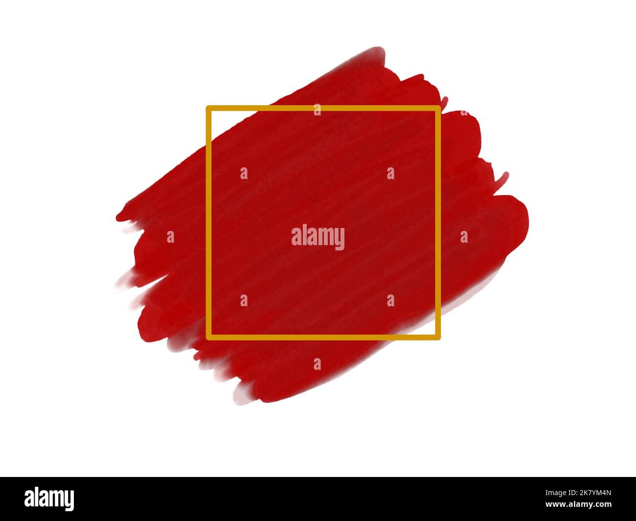 red digital watercolour painted background with golden frame Stock Photo