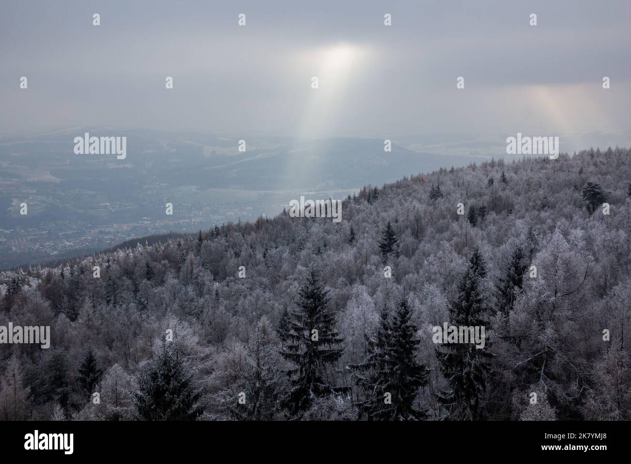Winter view of  landscape near Decin, Czech Republic Stock Photo