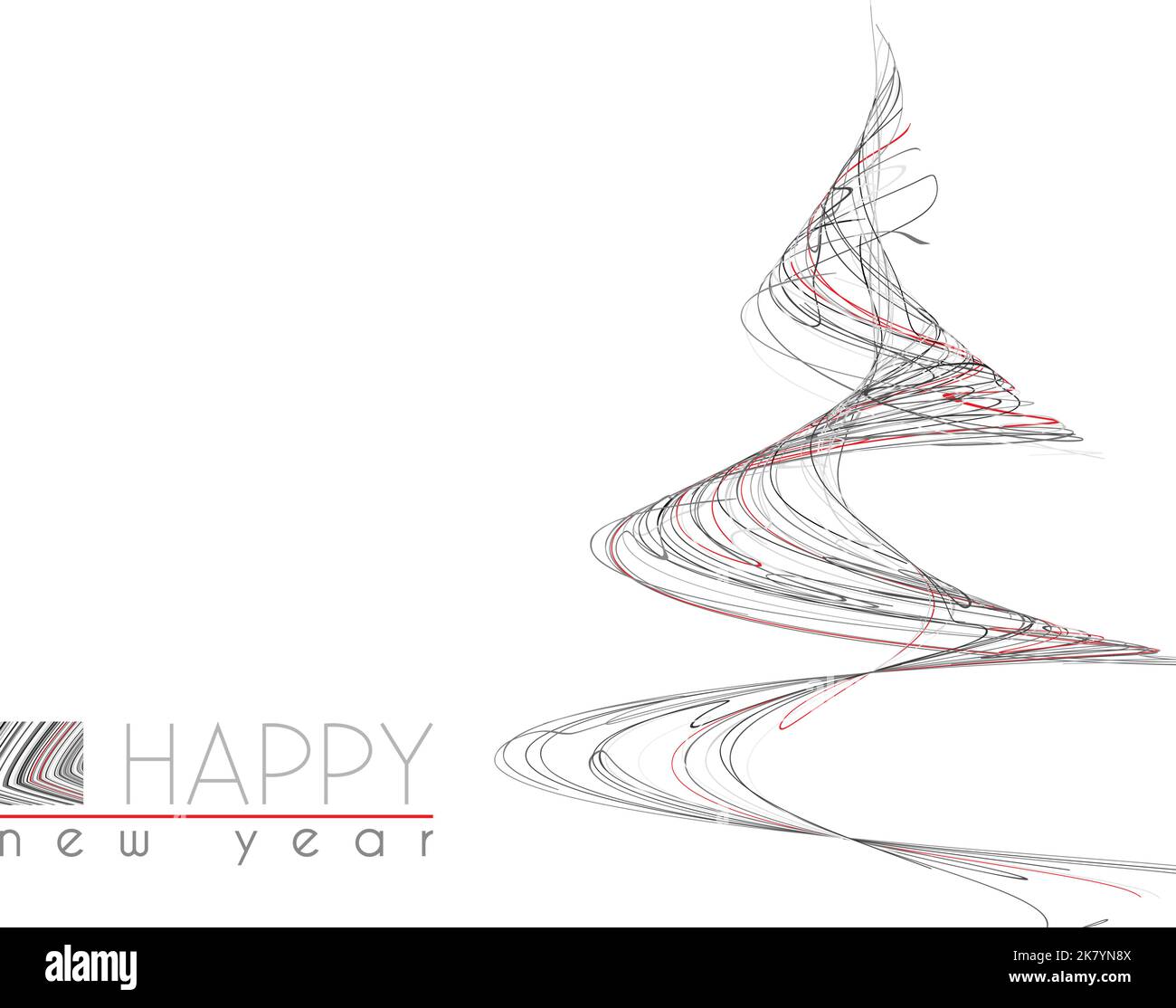Template of minimal Happy New Year card with unusual Christmas tree of