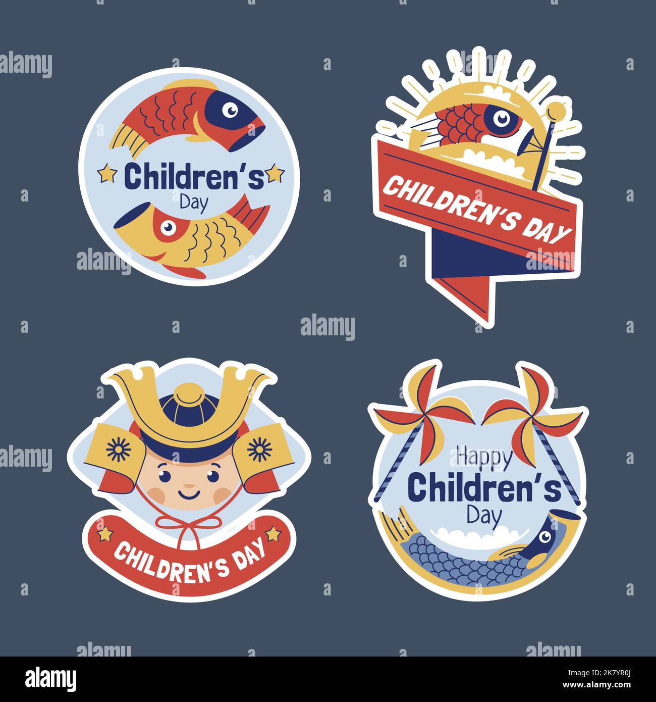 flat childrens day labels collection vector design illustration Stock Vector