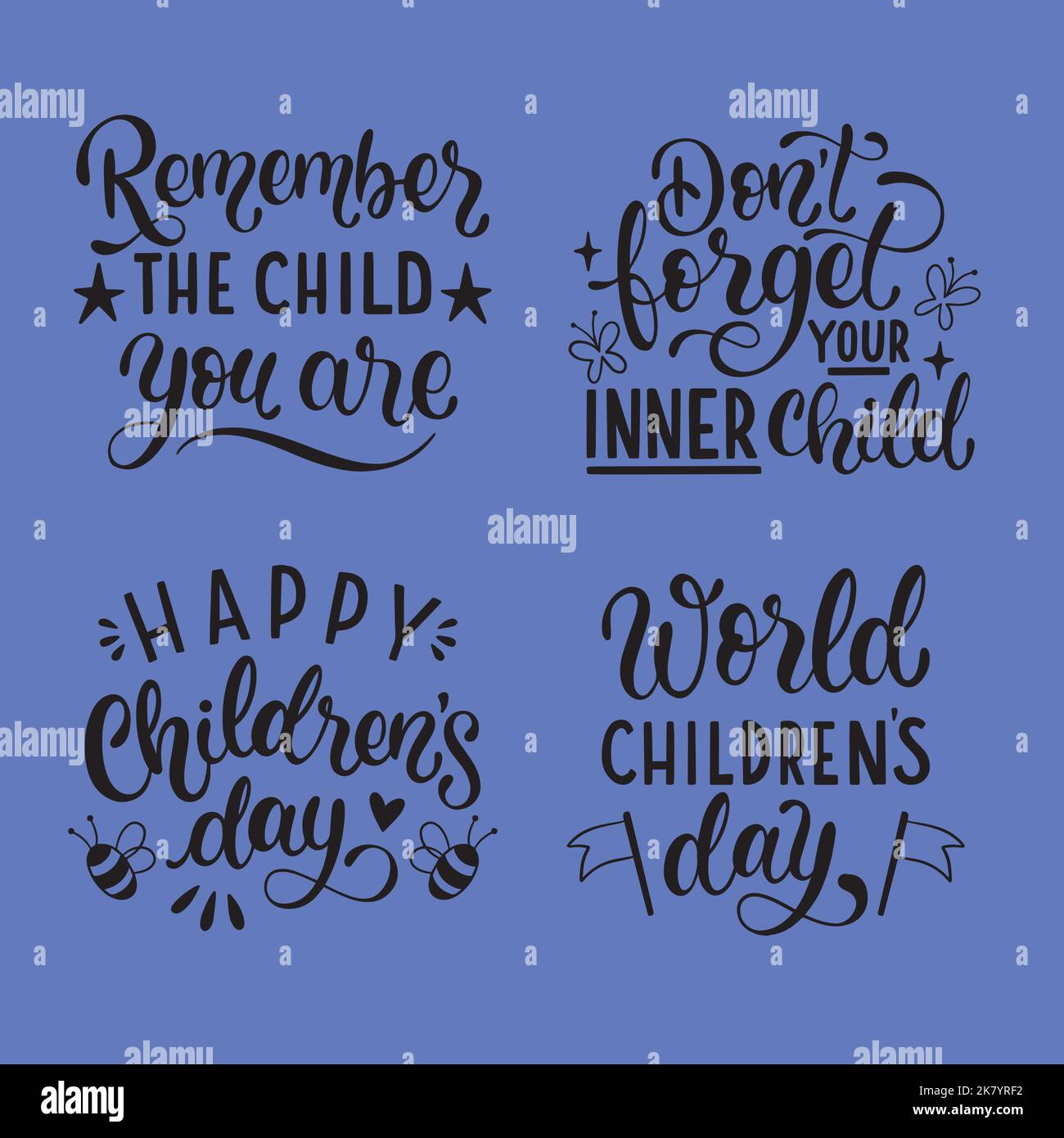 black children s day lettering set vector design illustration Stock ...