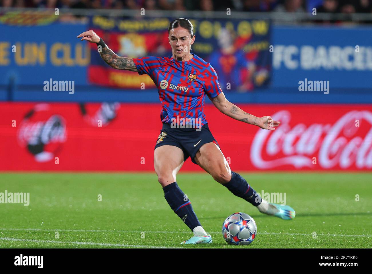 Maria Leon of FC Barcelona during the UEFA Women’s Champions League match between FC Barcelona and SL Benfica at Johan Cruyff Stadium in Barcelona, Spain. Stock Photo