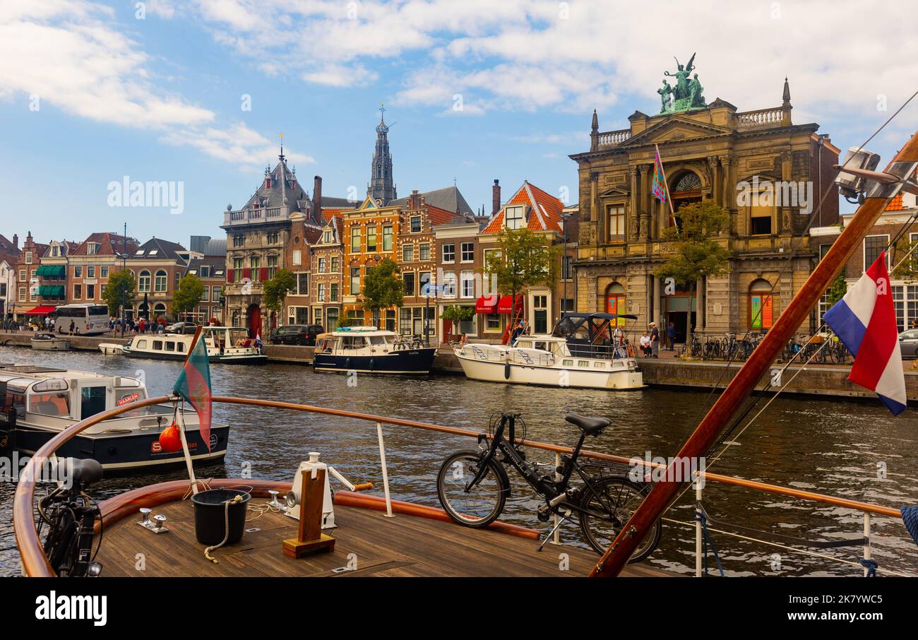 Haarlem Netherlands August 08 2022 Haarlem Canals And Picturesque haarlem-netherlands-august-08-2022-haarlem-canals-and-picturesque