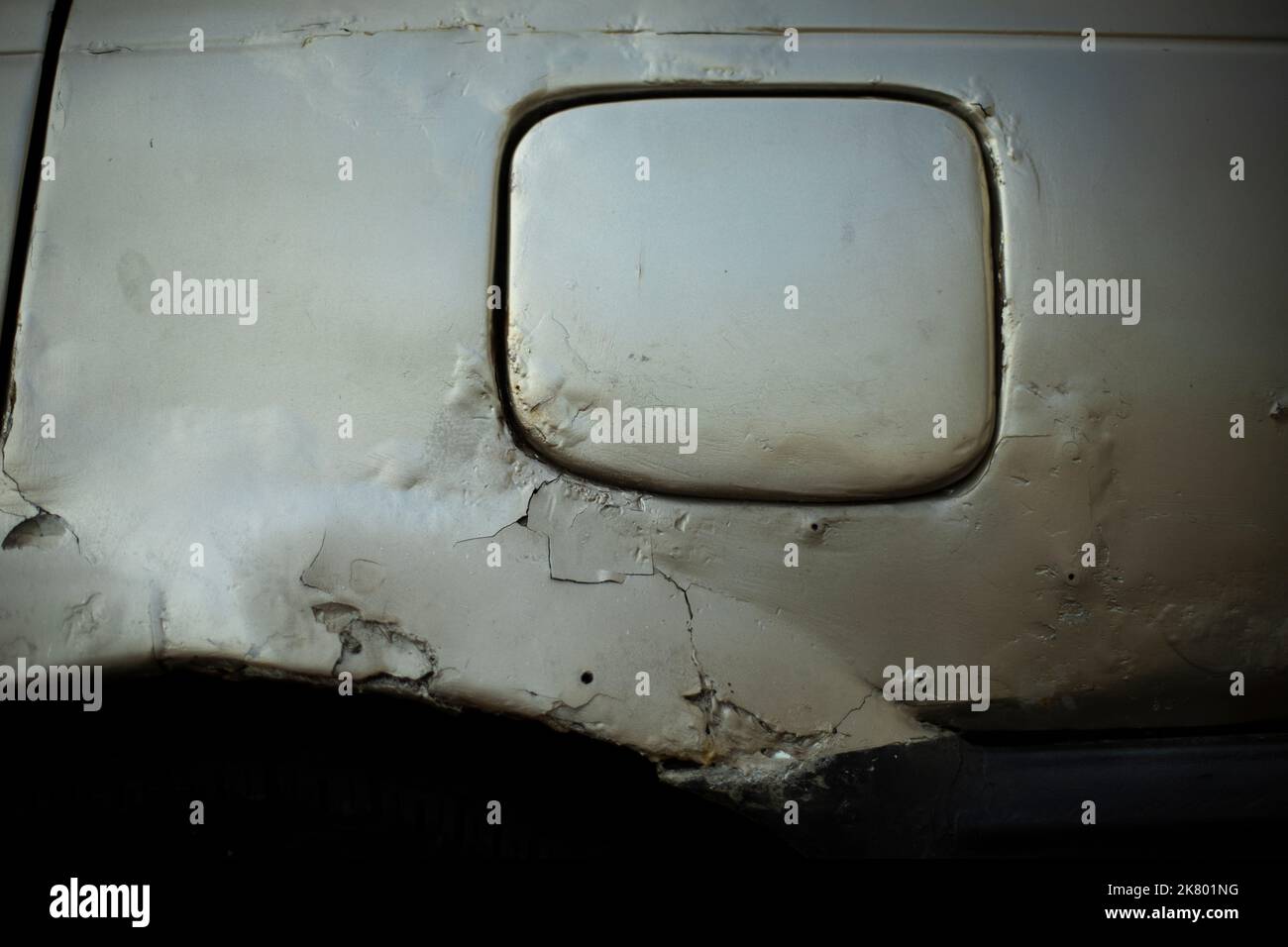 Car gas tank cover. Details of old car. Old paint. Damaged car coating Stock Photo Alamy