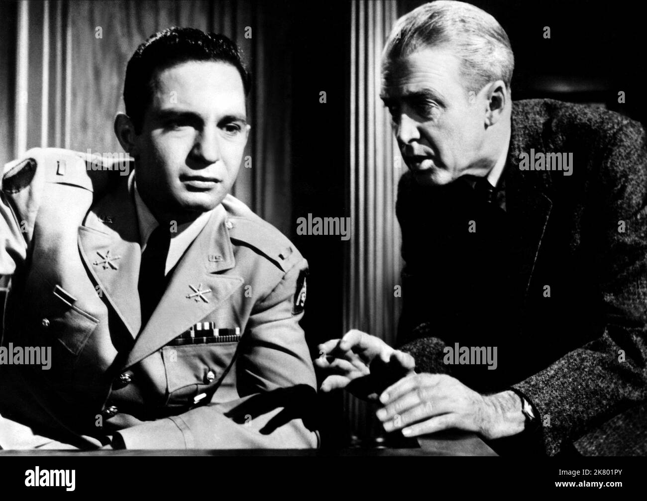 Ben Gazzara & James Stewart Film: Anatomy Of A Murder (1959) Characters: Lt. Frederick Manion, Paul Biegler  Director: Otto Preminger 01 July 1959   **WARNING** This Photograph is for editorial use only and is the copyright of COLUMBIA and/or the Photographer assigned by the Film or Production Company and can only be reproduced by publications in conjunction with the promotion of the above Film. A Mandatory Credit To COLUMBIA is required. The Photographer should also be credited when known. No commercial use can be granted without written authority from the Film Company. Stock Photo