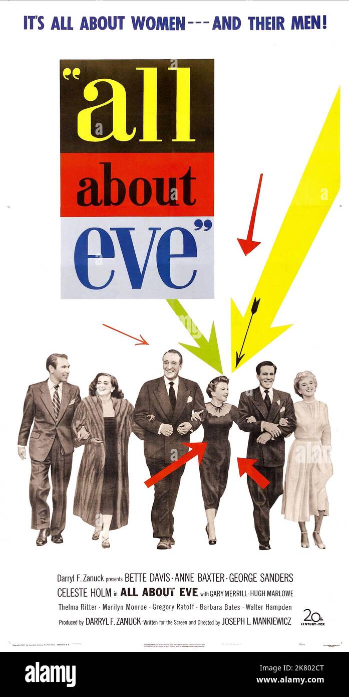 Gary Merrill, Bette Davis Poster, George Sanders, Anne Baxter, Hugh Marlowe & Celeste Holm Poster Film: All About Eve (USA 1950)   Director: Joseph L. Mankiewicz 13 October 1950   **WARNING** This Photograph is for editorial use only and is the copyright of 20TH CENTURY FOX and/or the Photographer assigned by the Film or Production Company and can only be reproduced by publications in conjunction with the promotion of the above Film. A Mandatory Credit To 20TH CENTURY FOX is required. The Photographer should also be credited when known. No commercial use can be granted without written authorit Stock Photo