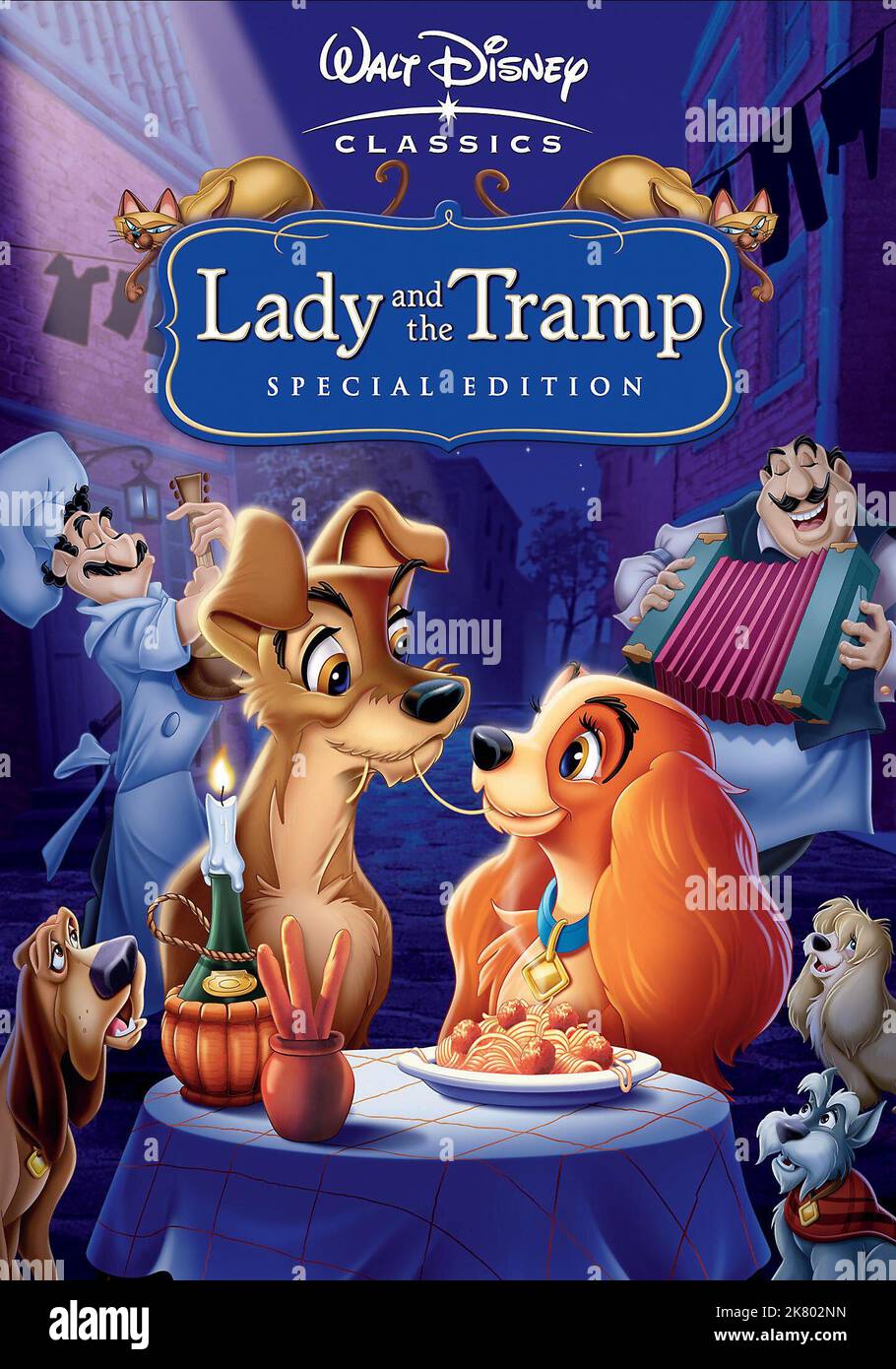 Tramp & Lady Poster Film: Lady And The Tramp (USA 1955)   Regie: Clyde Geronimi, Wilfred Jackson, Hamilton Luske, Director: C Geronimi, W Jackson, H Luske 16 June 1955   **WARNING** This Photograph is for editorial use only and is the copyright of DISNEY and/or the Photographer assigned by the Film or Production Company and can only be reproduced by publications in conjunction with the promotion of the above Film. A Mandatory Credit To DISNEY is required. The Photographer should also be credited when known. No commercial use can be granted without written authority from the Film Company. Stock Photo