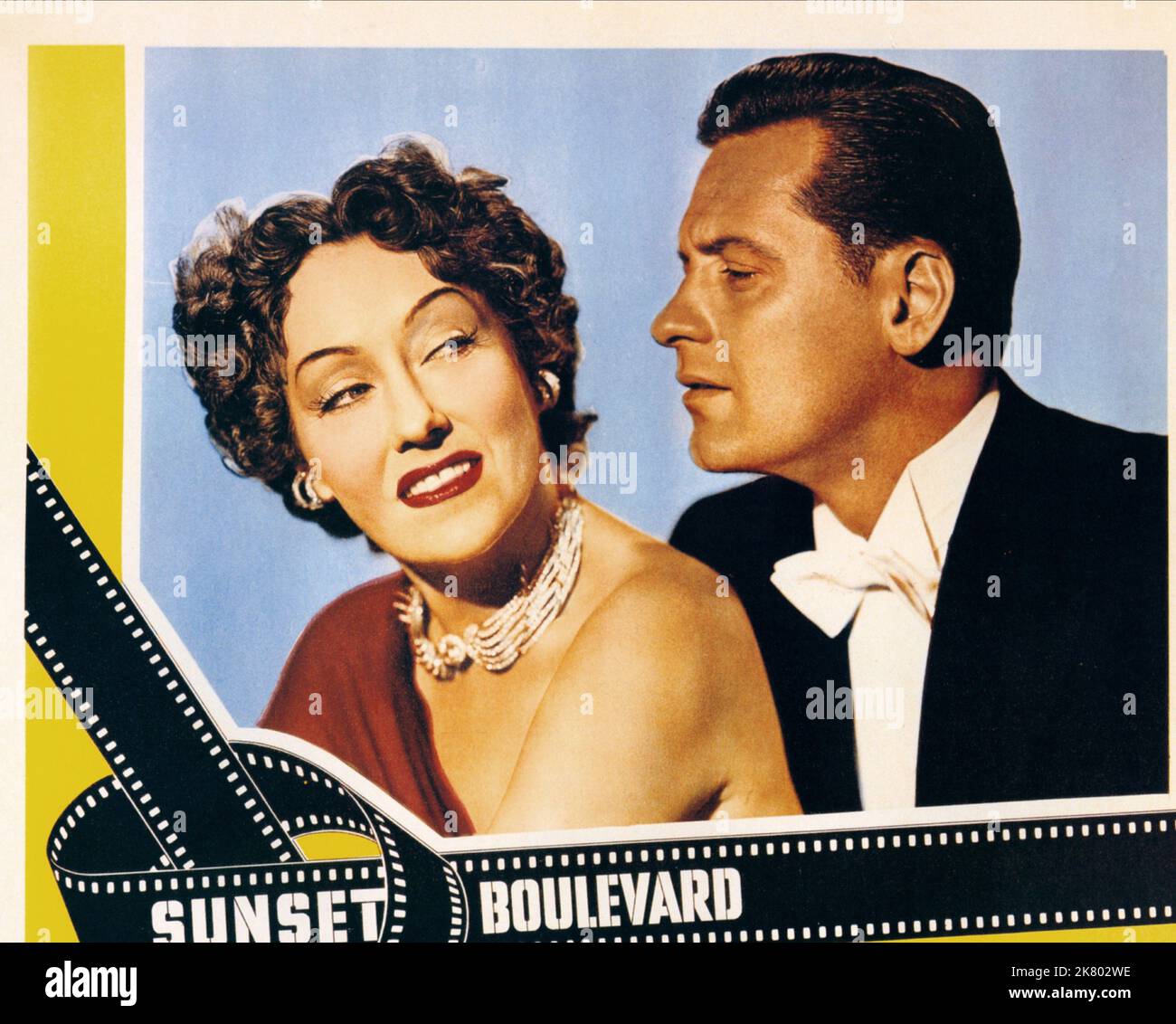 Gloria Swanson & William Holden Film: Sunset Boulevard; Sunset Blvd (USA 1950) Characters: Norma Desmond, Joe Gillis  Director: Billy Wilder 10 August 1950   **WARNING** This Photograph is for editorial use only and is the copyright of PARAMOUNT PICTURES and/or the Photographer assigned by the Film or Production Company and can only be reproduced by publications in conjunction with the promotion of the above Film. A Mandatory Credit To PARAMOUNT PICTURES is required. The Photographer should also be credited when known. No commercial use can be granted without written authority from the Film Co Stock Photo