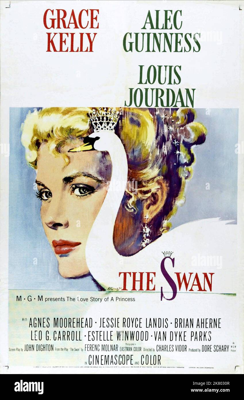 Grace Kelly Poster Film: The Swan (USA 1956) Characters: Princess Alexandra  Director: Charles Vidor 18 April 1956   **WARNING** This Photograph is for editorial use only and is the copyright of MGM and/or the Photographer assigned by the Film or Production Company and can only be reproduced by publications in conjunction with the promotion of the above Film. A Mandatory Credit To MGM is required. The Photographer should also be credited when known. No commercial use can be granted without written authority from the Film Company. Stock Photo