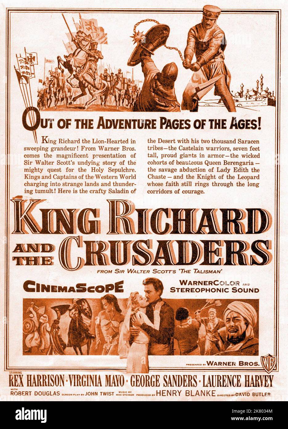 Film Poster Film: King Richard And The Crusaders (1952)   Director: David Butler 07 August 1954   **WARNING** This Photograph is for editorial use only and is the copyright of WARNER BROS and/or the Photographer assigned by the Film or Production Company and can only be reproduced by publications in conjunction with the promotion of the above Film. A Mandatory Credit To WARNER BROS is required. The Photographer should also be credited when known. No commercial use can be granted without written authority from the Film Company. Stock Photo
