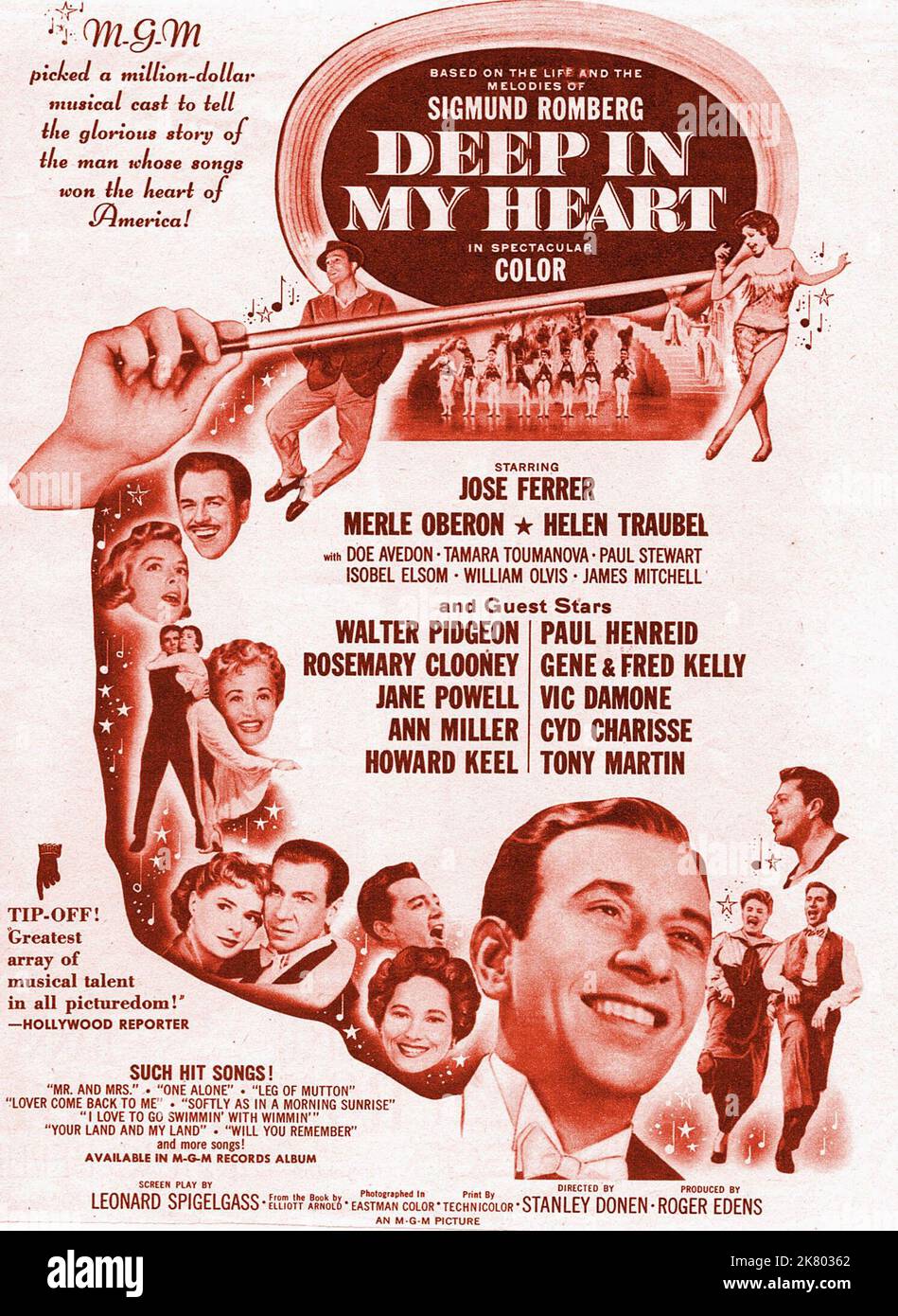 Gene Kelly, Jane Powell, Vic Damone, Merle Oberon & Jose Ferrer Poster  Film: Deep In My Heart (USA 1954) Director: Stanley Donen 09 December 1954  **WARNING** This Photograph is for editorial use